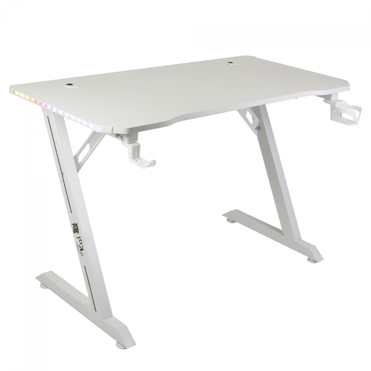 Mesa Gamer Ninja Koi RGB, Com Suporte Para Headset e Copo, Branca, SF-TB-KO12060WF RGB