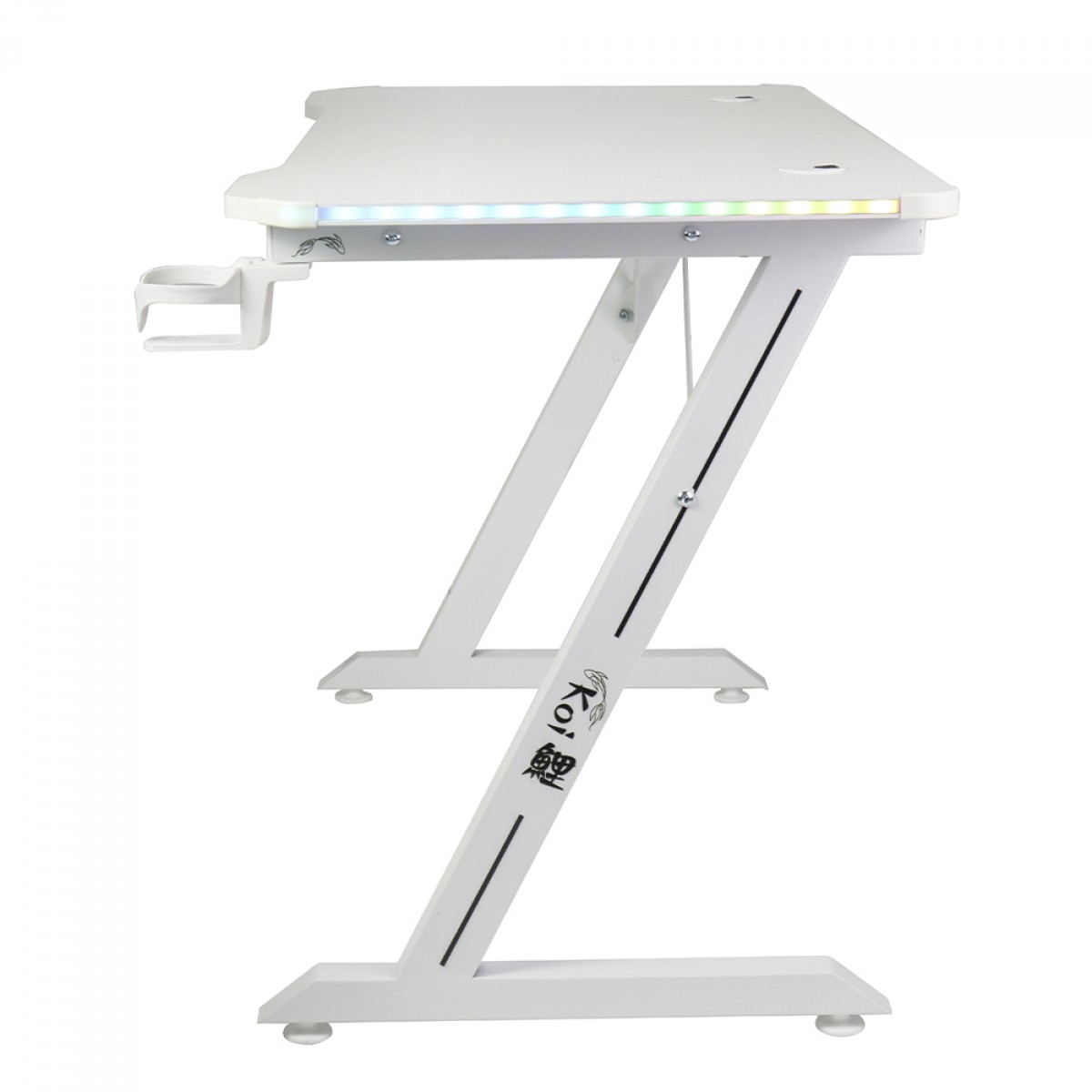 Mesa Gamer Ninja Koi RGB, Com Suporte Para Headset e Copo, Branca, SF-TB-KO12060WF RGB