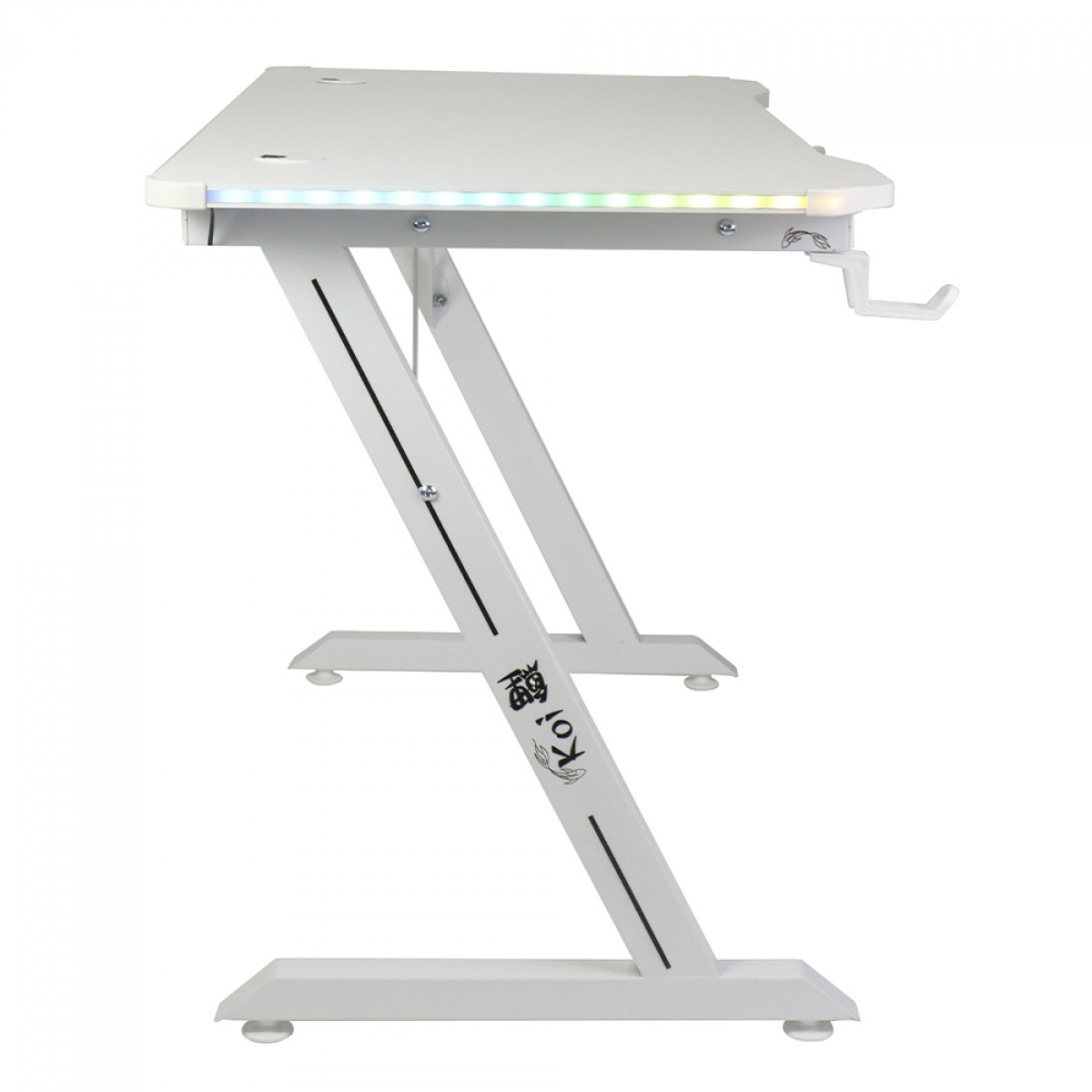 Mesa Gamer Ninja Koi RGB, Com Suporte Para Headset e Copo, Branca, SF-TB-KO12060WF RGB