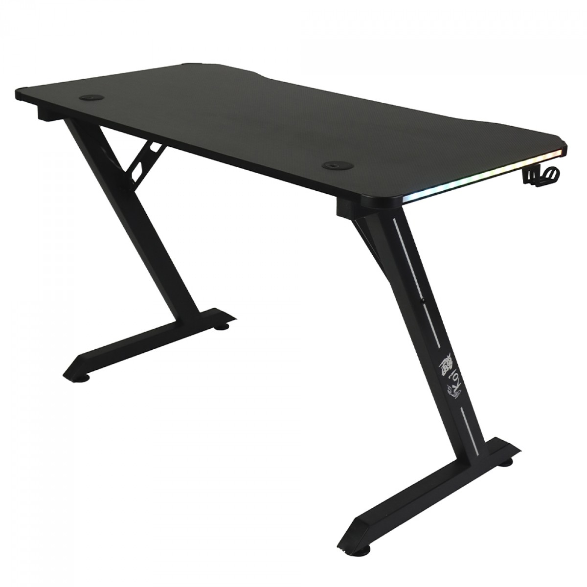 Mesa Gamer Ninja Koi RGB, Com Suporte Para Headset e Copo, Preta, SF-TB-KO12060BF RGB