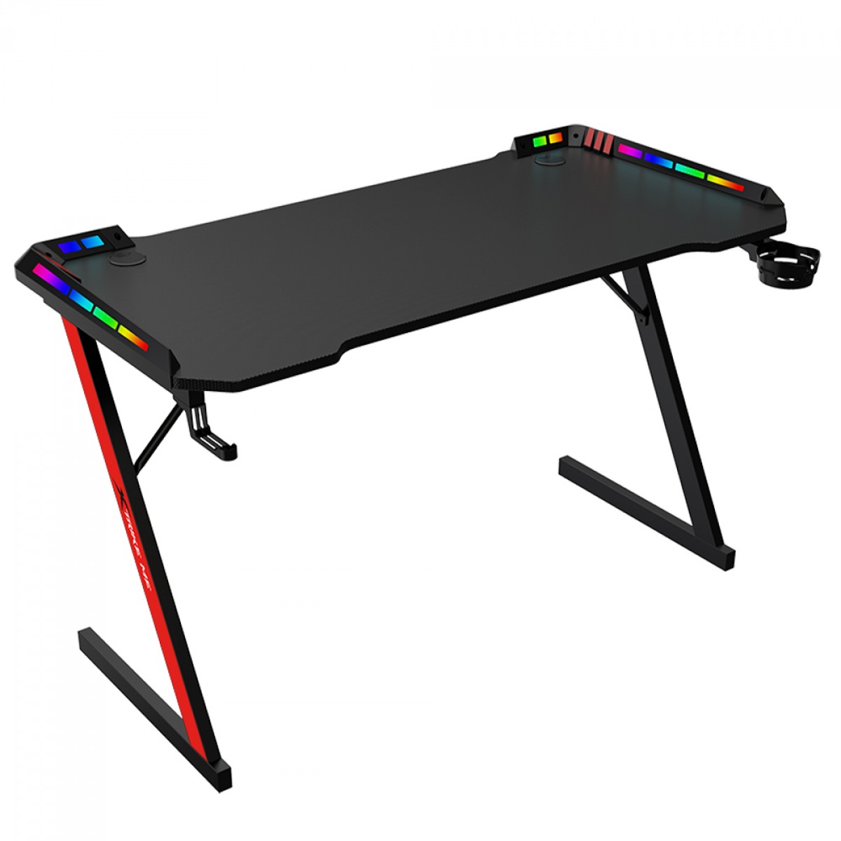 Mesa Gamer Xtrike Me DK-05, RGB, Com Suporte Para Headset e Copo, Preto