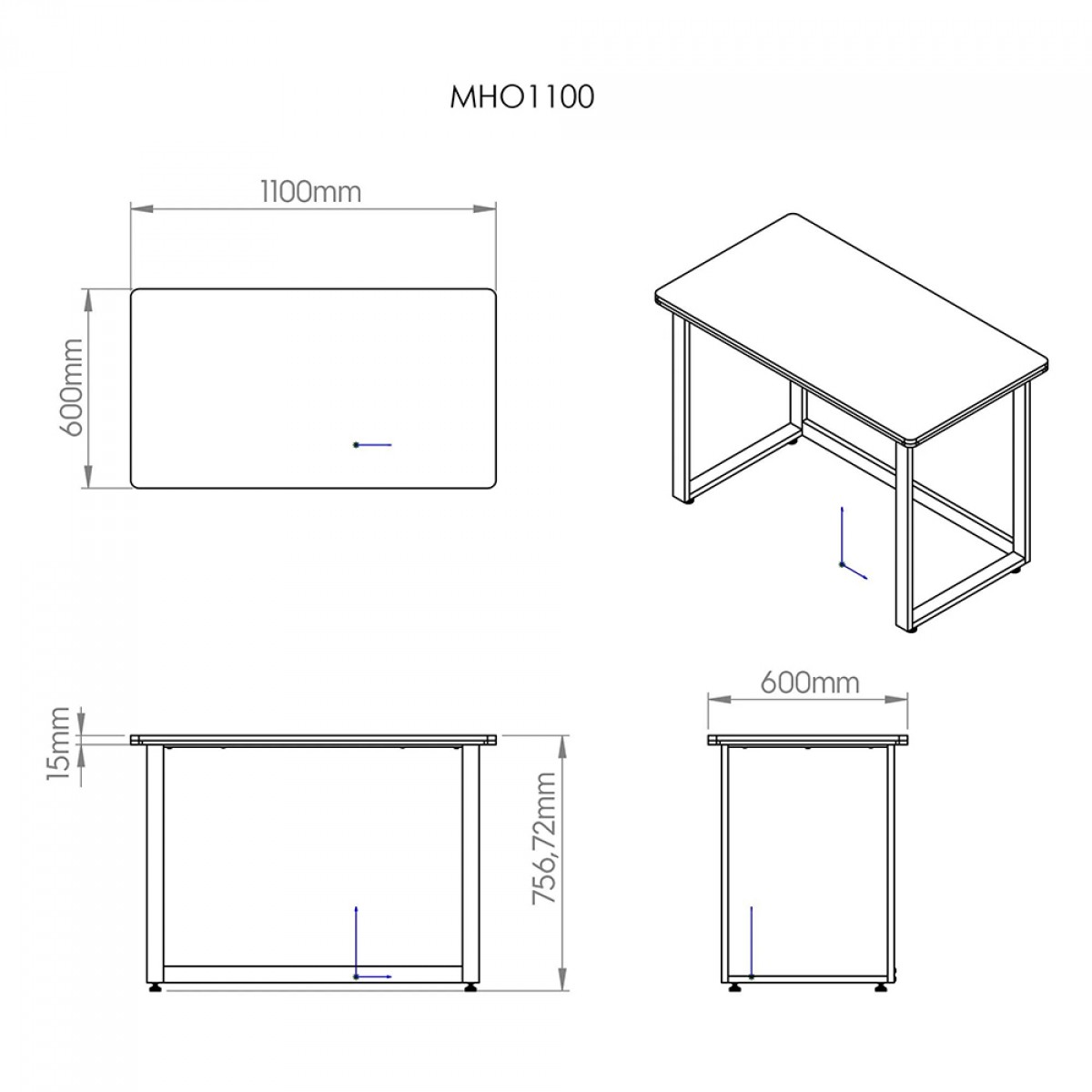 Mesa Office Hayonik MHO 1100, 110x60x1,5cm, Carvalho Berlim, 74462