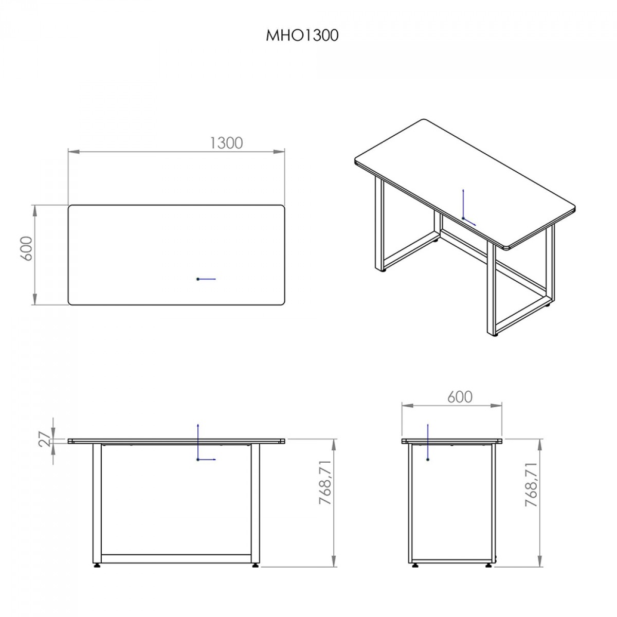 Mesa Office Hayonik MHO 1300, 130x60x2,7cm, Amêndola Rústica, 72337