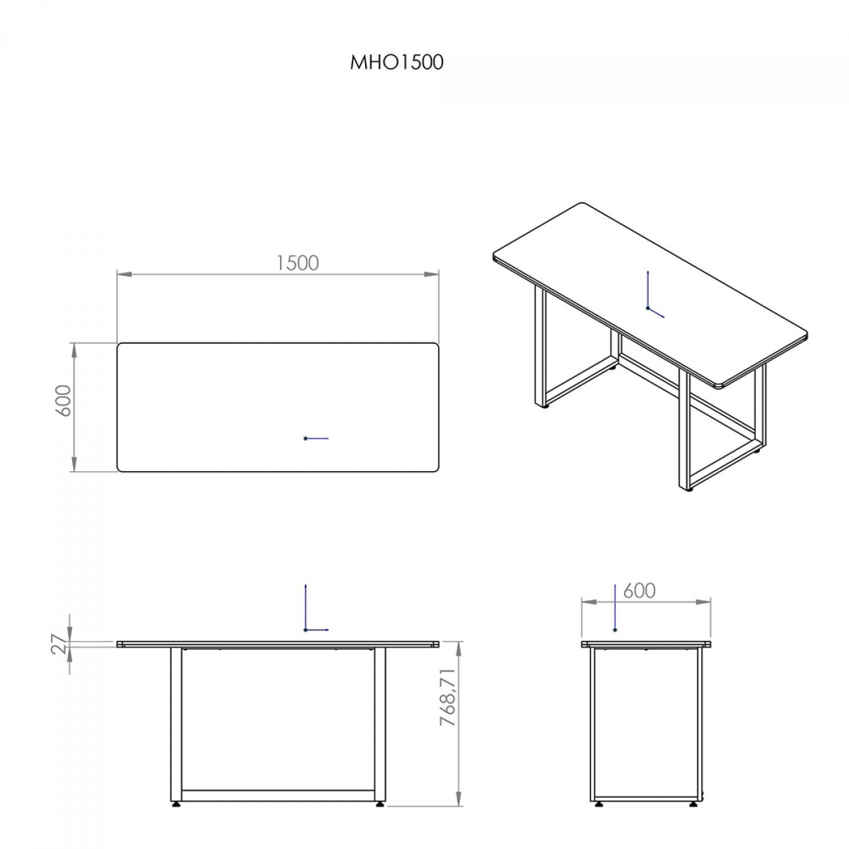 Mesa Office Hayonik MHO 1500, 150x60x2,7cm, Amêndola Rústica, 72338