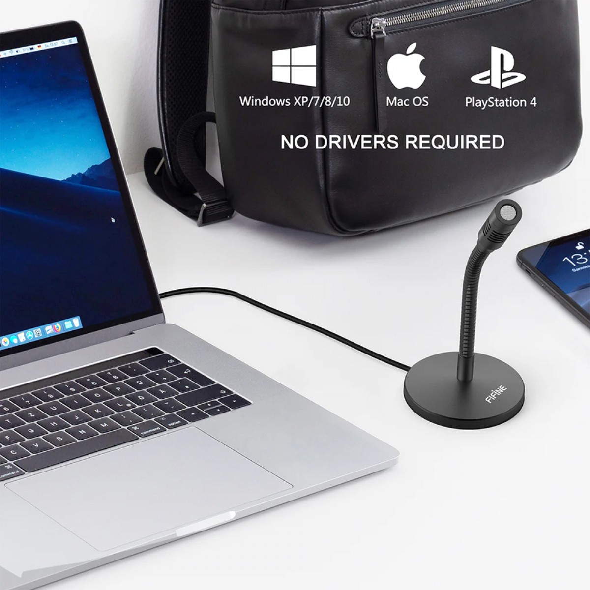 Microfone Condensador Fifine K050, USB, Ajustável, Preto