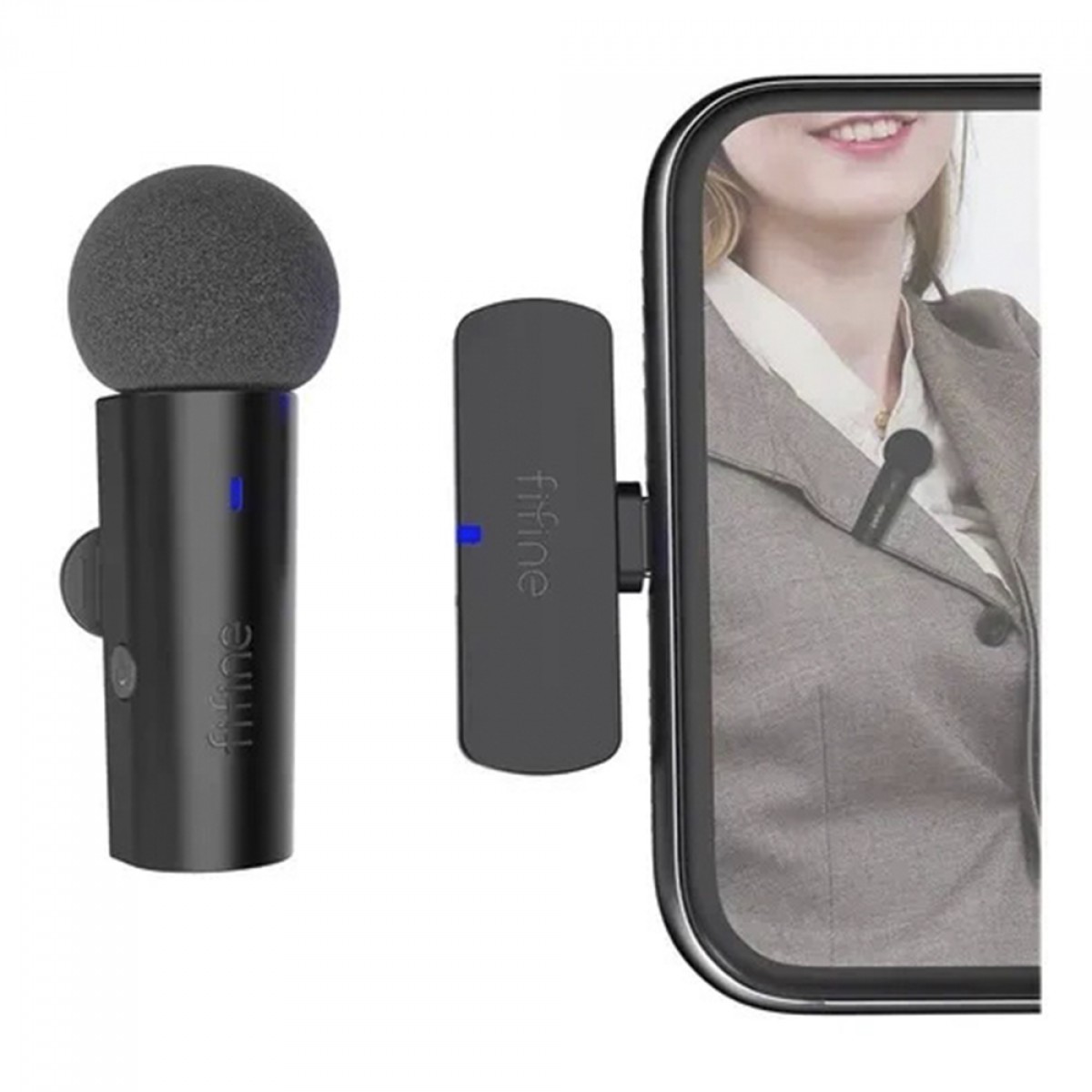 Microfone de Lapela Fifine M6, Wireless, USB Tipo-C, Black