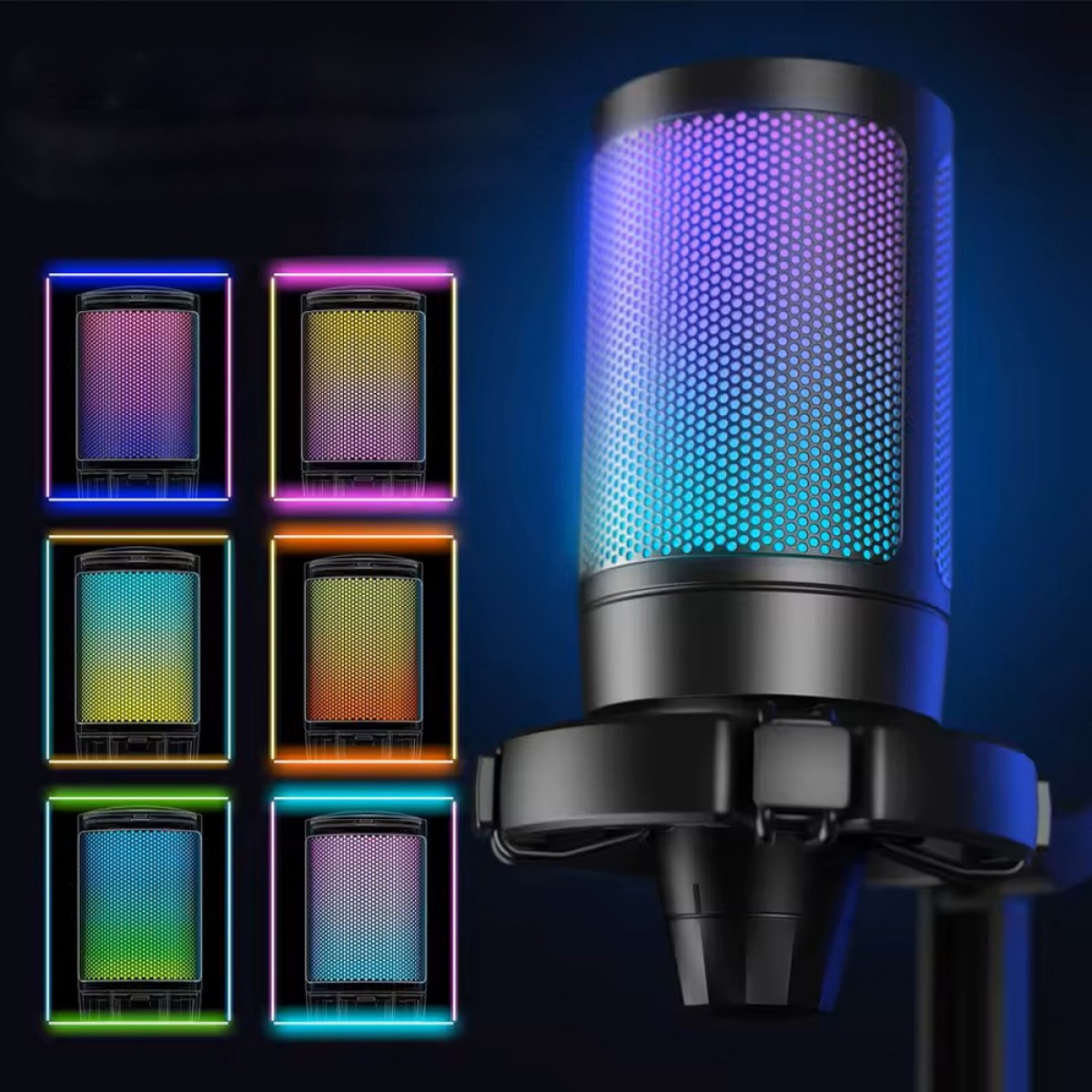 Microfone Gamer Fifine Ampligame A6NEO, RGB, USB, Black