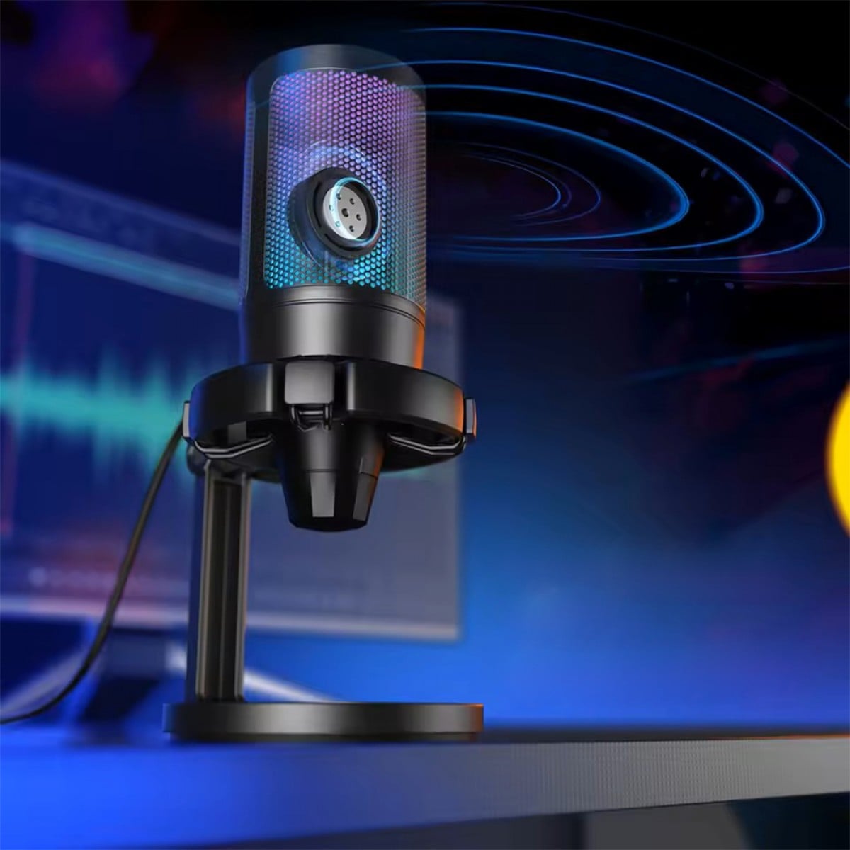 Microfone Gamer Fifine Ampligame A6NEO, RGB, USB, Black