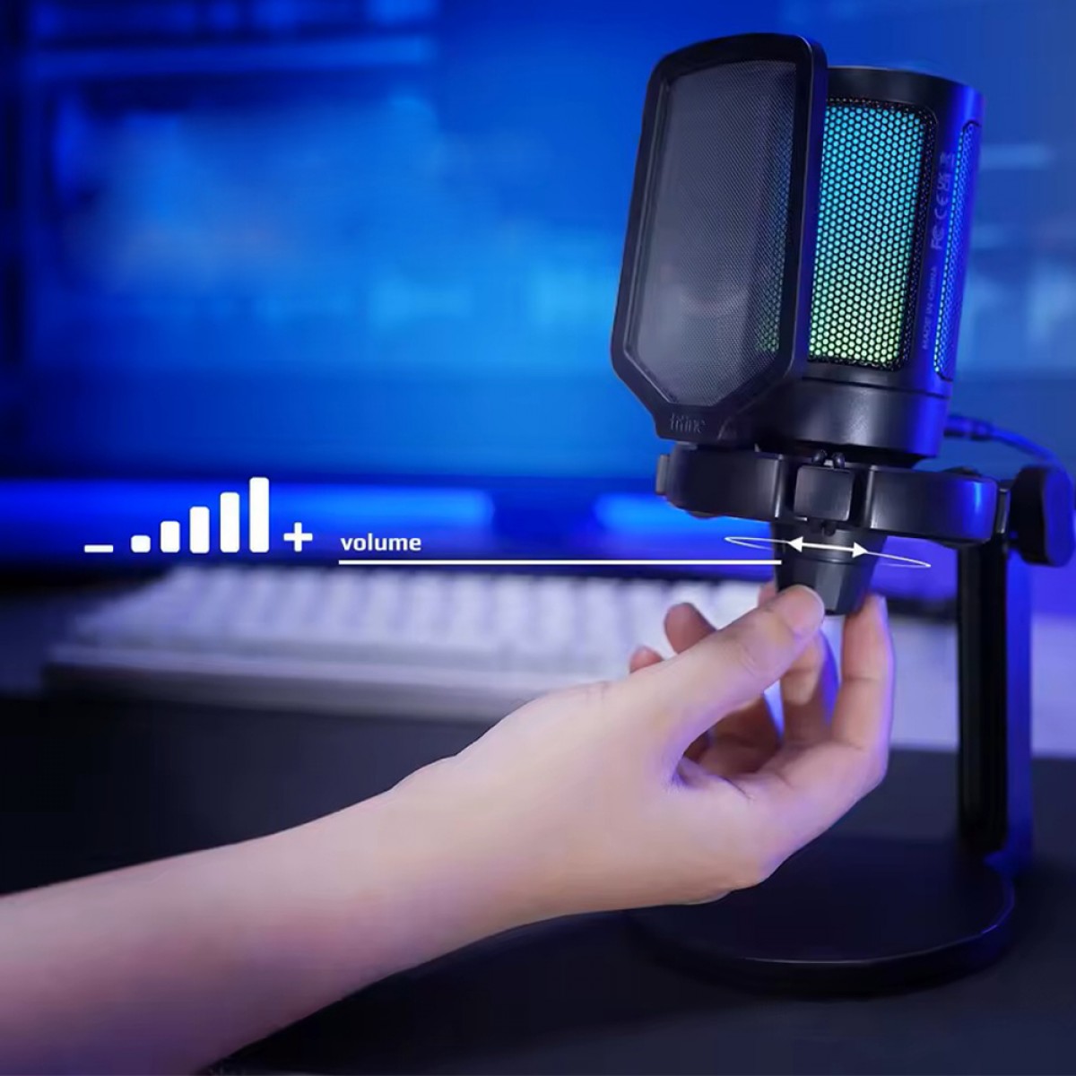 Microfone Gamer Fifine Ampligame A6NEO, RGB, USB, Black