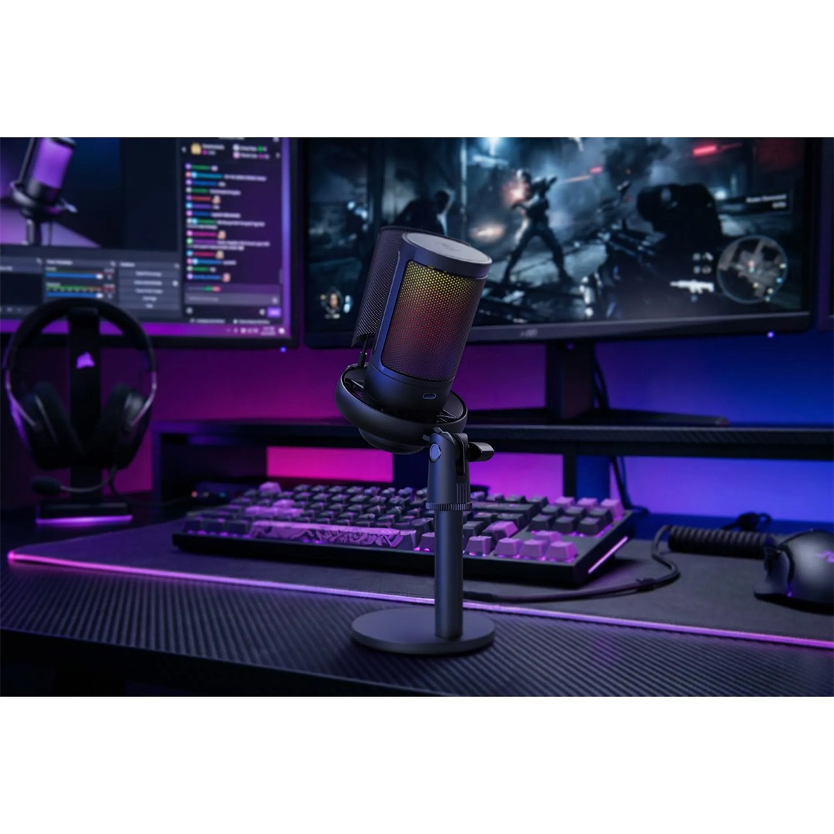 Microfone Gamer Fortrek MIC10, RGB, USB, Preto, 86960