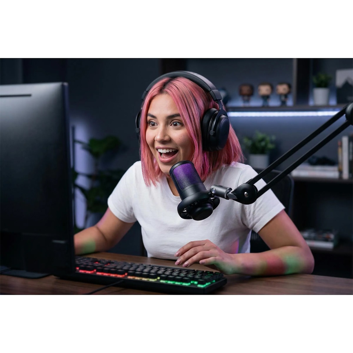 Microfone Gamer Fortrek MIC10, RGB, USB, Preto, 86960