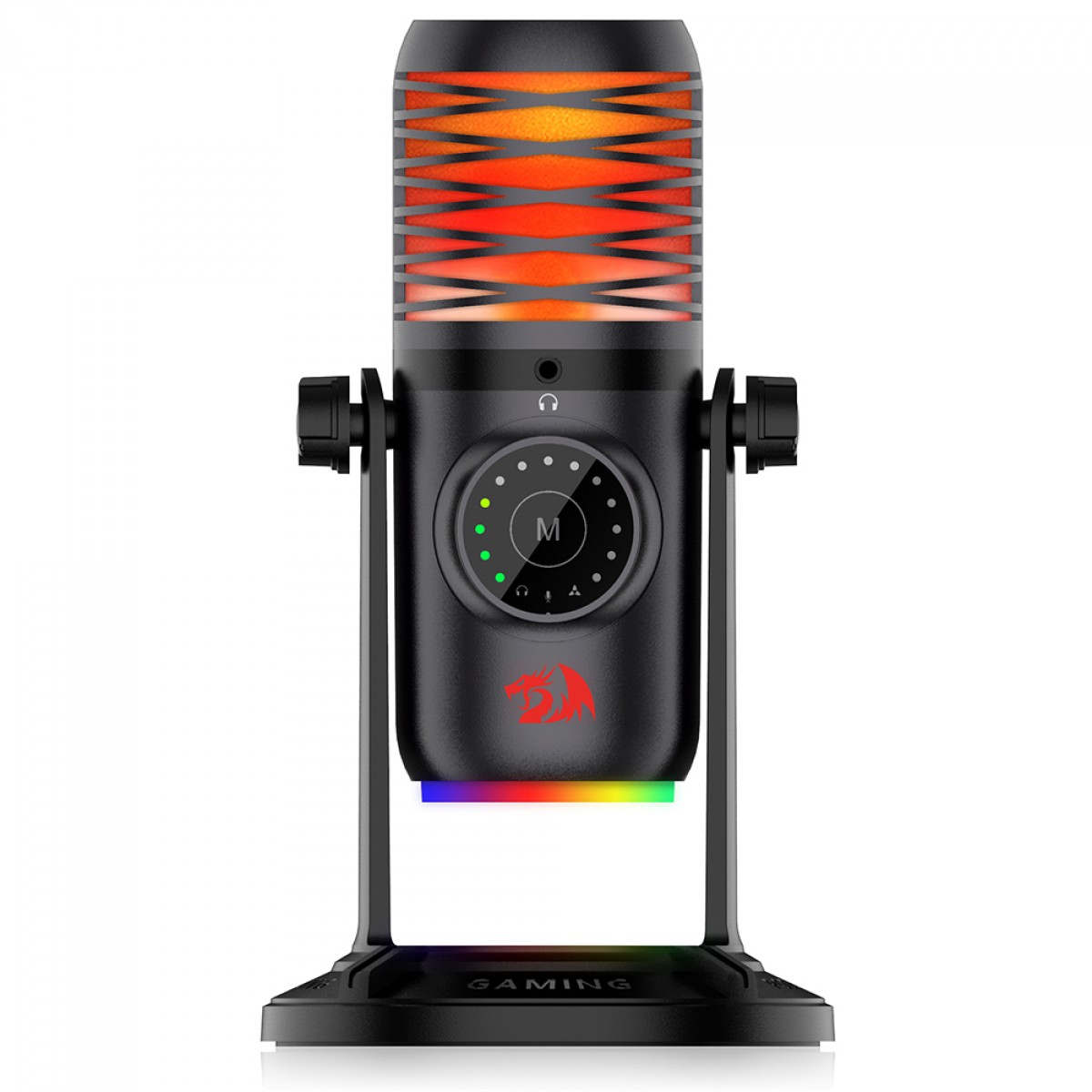Microfone Gamer Redragon Stellaris, RGB, Condensador, USB Tipo-C, Preto, GM306
