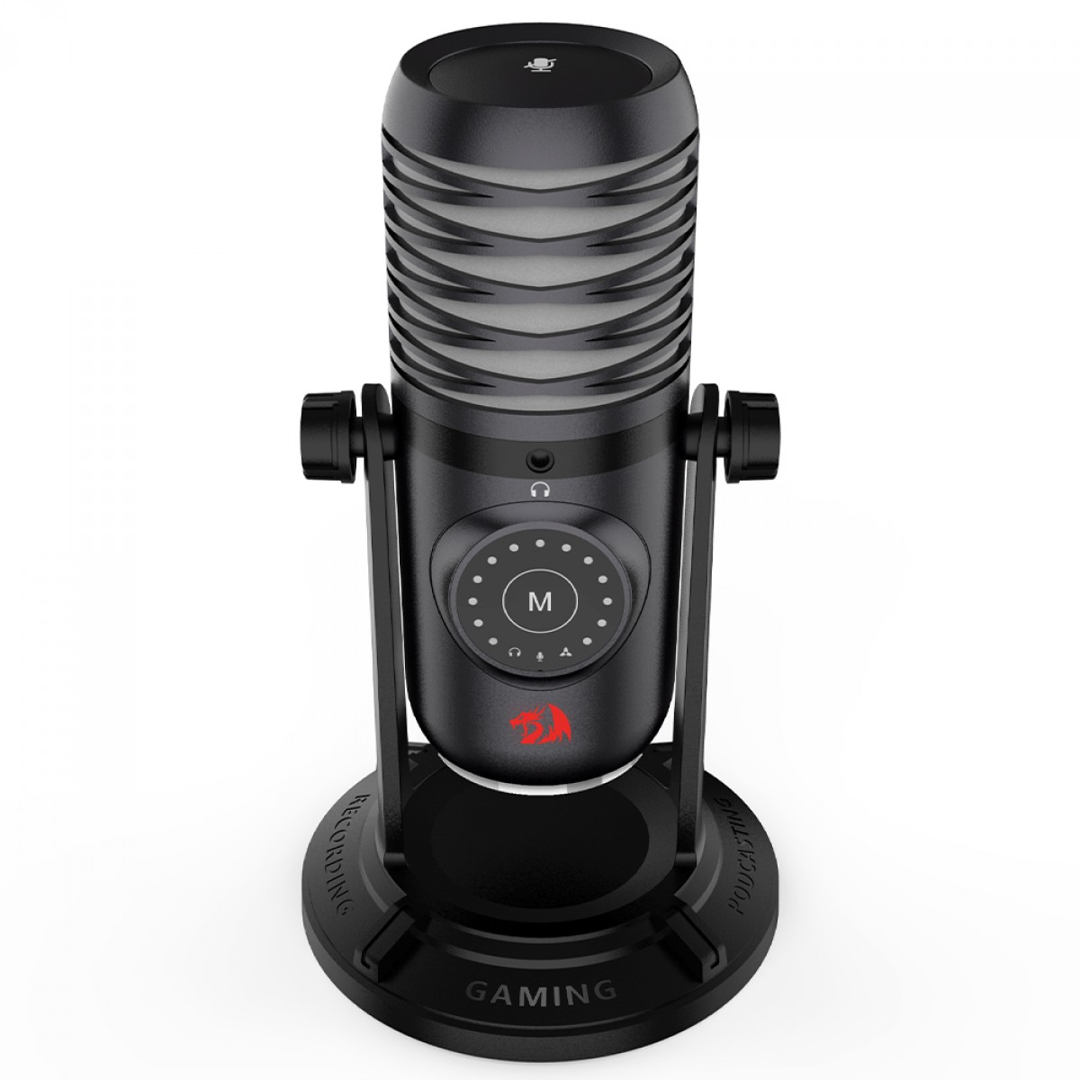 Microfone Gamer Redragon Stellaris, RGB, Condensador, USB Tipo-C, Preto, GM306