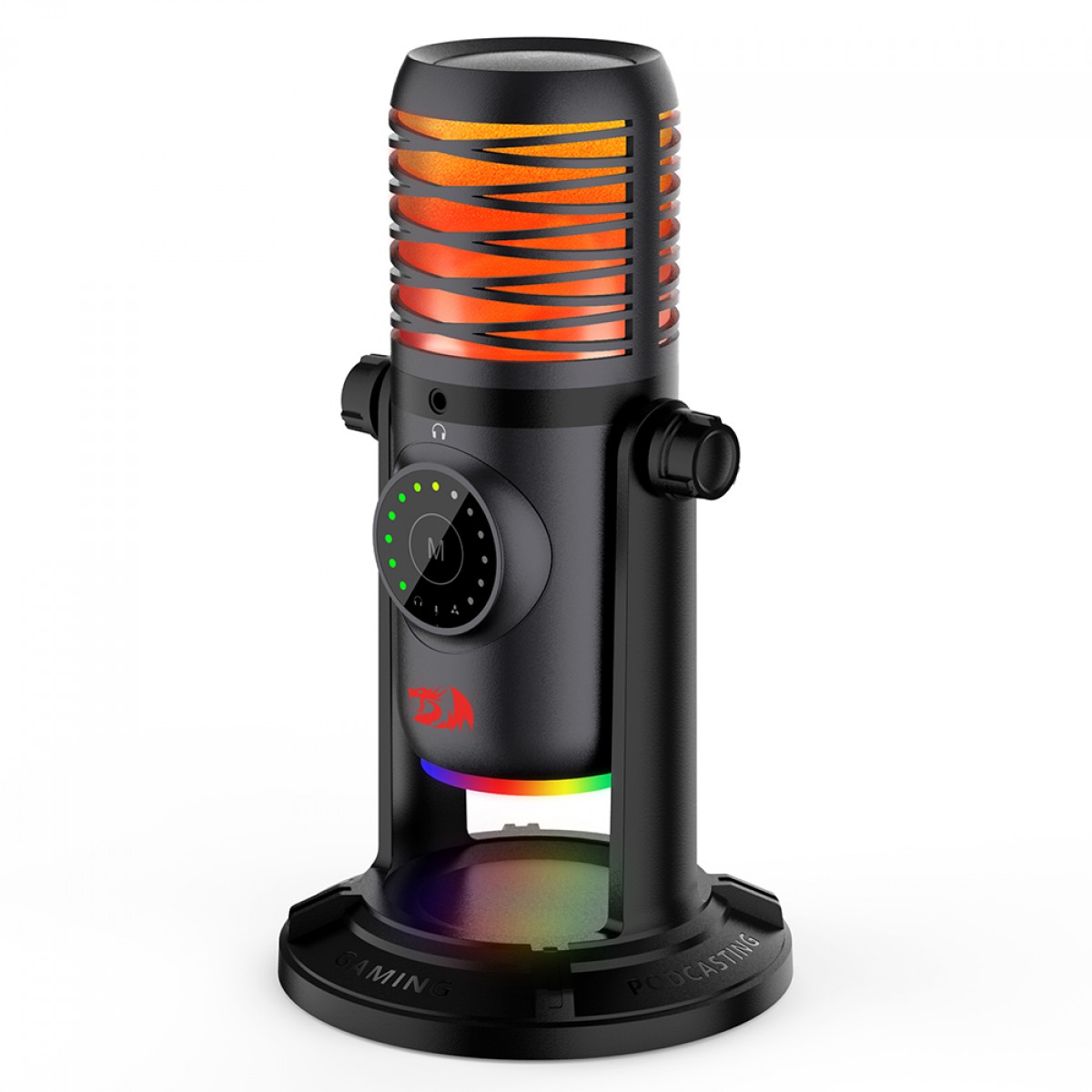 Microfone Gamer Redragon Stellaris, RGB, Condensador, USB Tipo-C, Preto, GM306