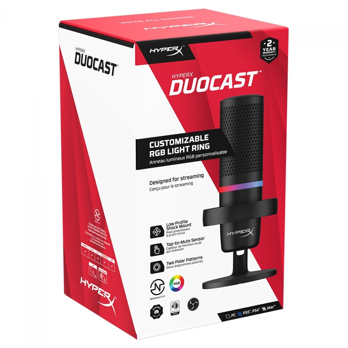 Microfone HyperX DuoCast, RGB, USB, Black, 4P5E2AA
