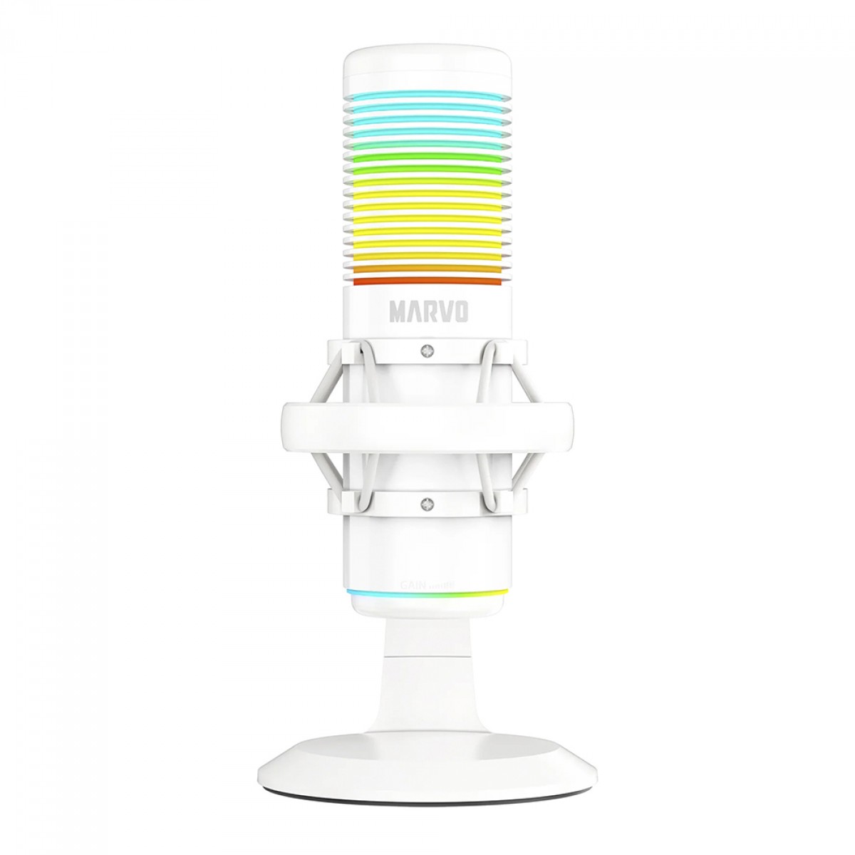 Microfone Marvo MIC-07, RGB, Cabo Removível, Branco, MIC-07 WH