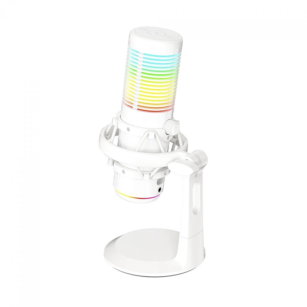 Microfone Marvo MIC-07, RGB, Cabo Removível, Branco, MIC-07 WH