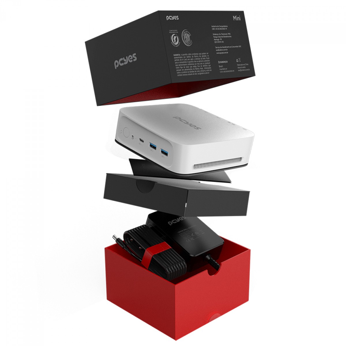 Mini Computador PCYes B500 Intel Core i5-1235U, 8GB DDR4, SSD 512GB, Wi-Fi, Linux, Branco, B51526-336090