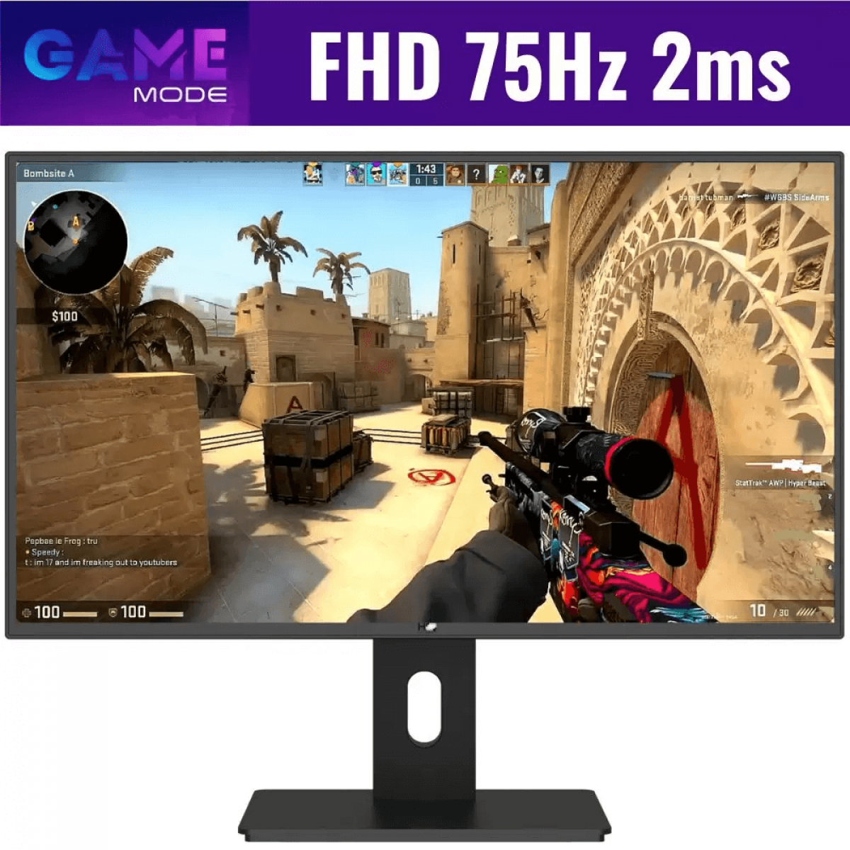 Monitor 3Green Pro 243G, 24 Pol, Ergonômico Ajuste de altura, Rotação Vertical, LED, Full HD, Widescreen, 75Hz, 2ms, HDMI/VGA