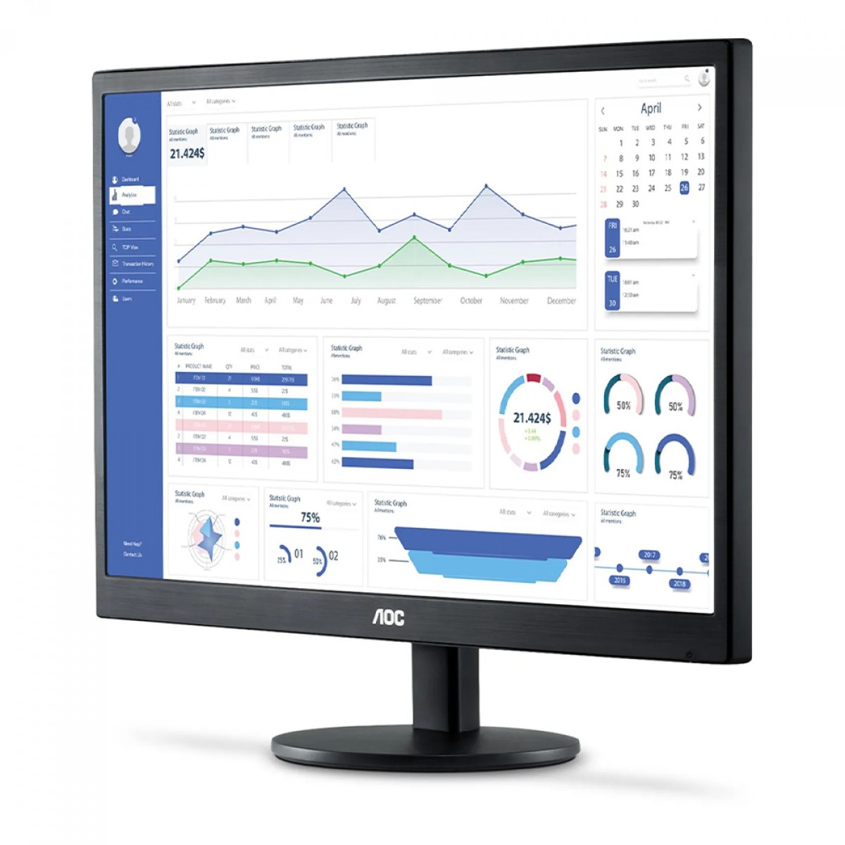 Monitor AOC, 15,6 Pol, LED, HD, 60Hz, E1670SWU/WM