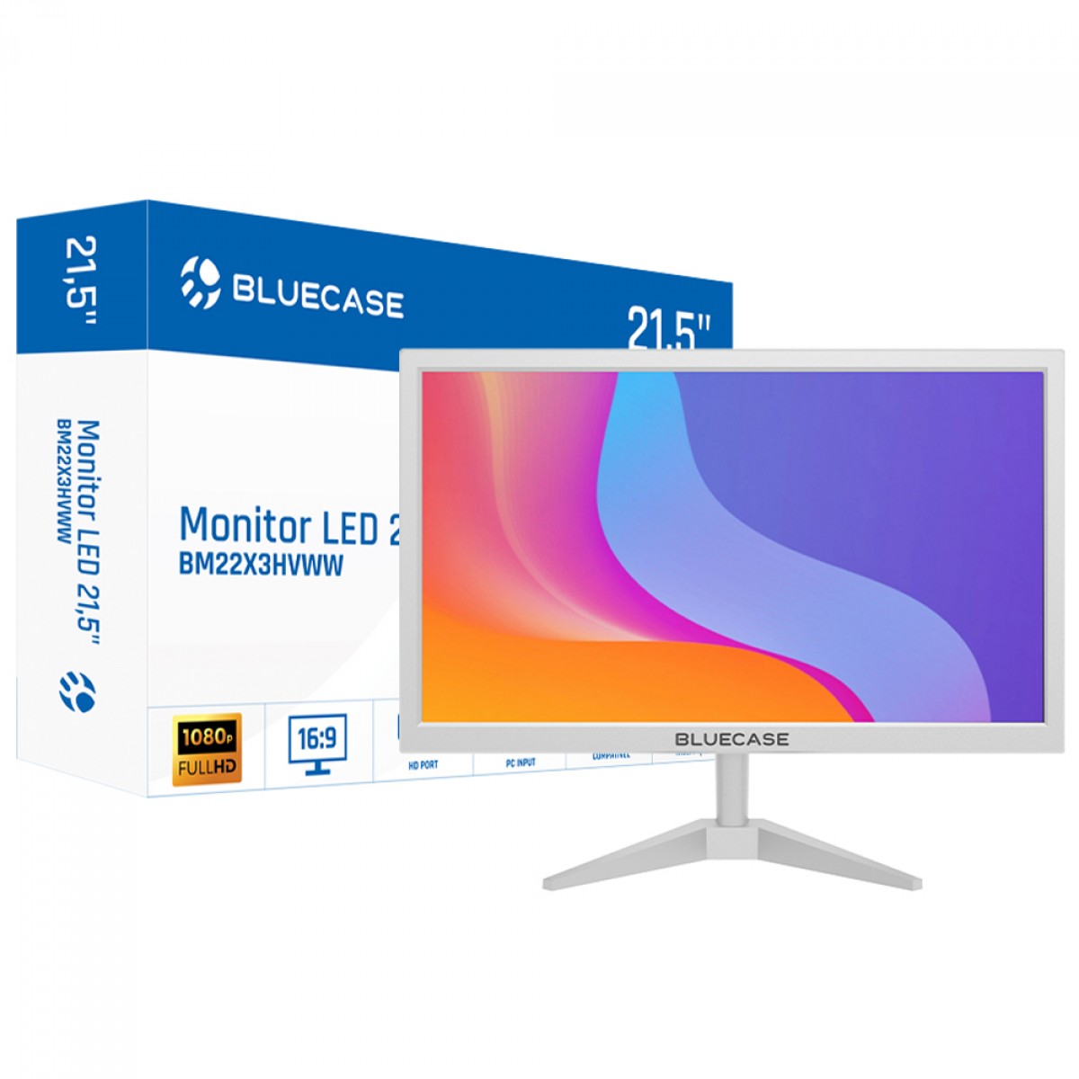 Monitor Bluecase, 21,5 Pol, LED, Full HD, 75Hz, 5ms, HDMI/VGA, Branco, BM22X3HVWW