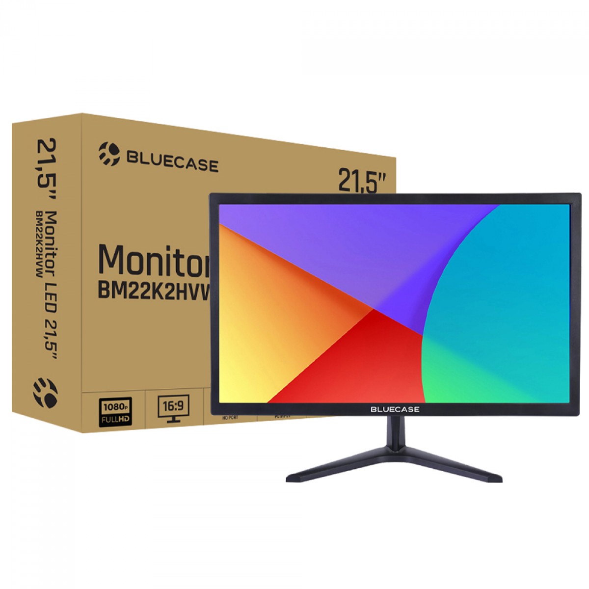 Monitor Bluecase, 21,5 Pol, LED, Full HD, 75Hz, 5ms, HDMI/VGA, Preto, BM22K2HVW