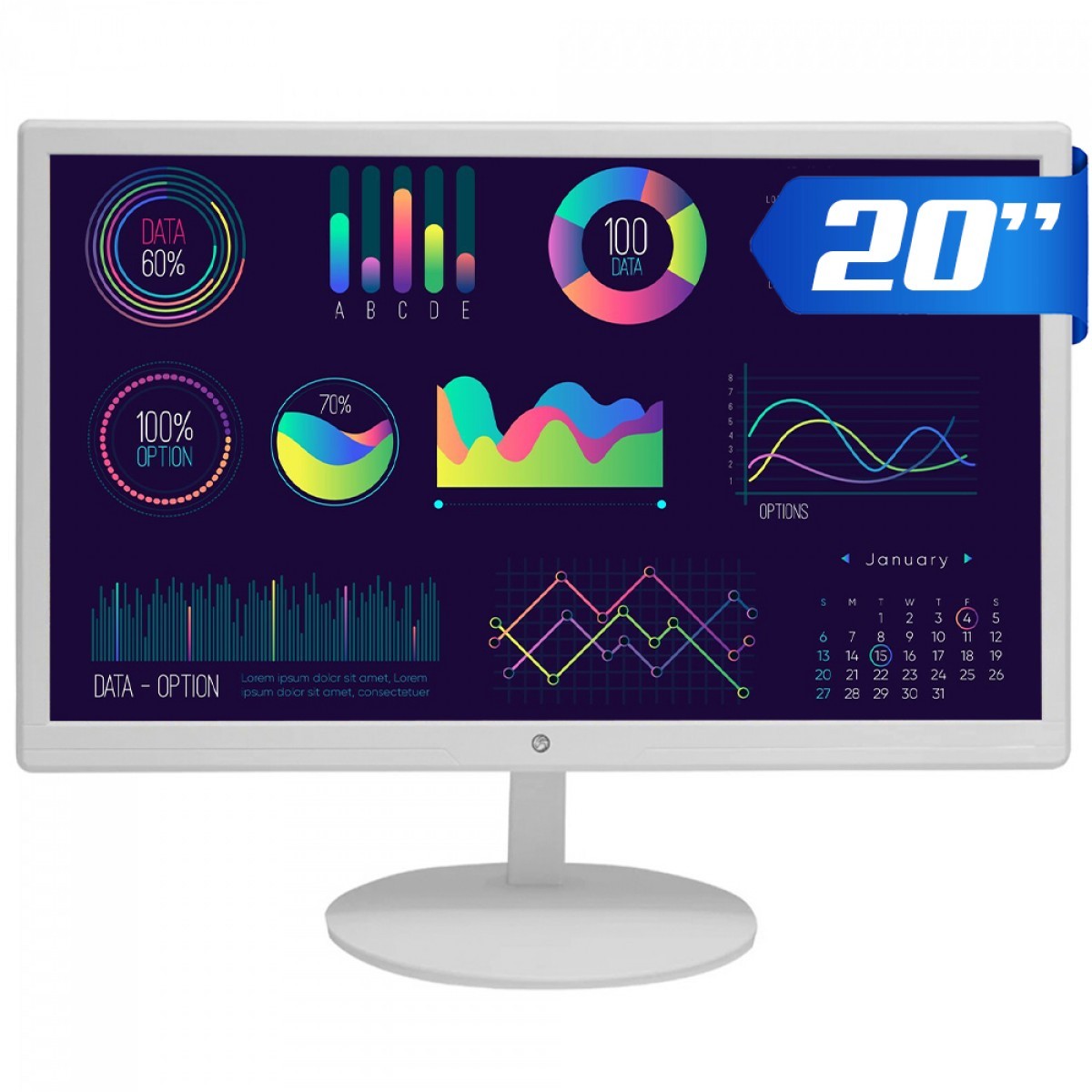 Monitor 20 Polegadas Portatil Monitor Brazil PC, 20 Pol, LED, 75Hz, HDMI/VGA, VESA, Com Inclinação ...