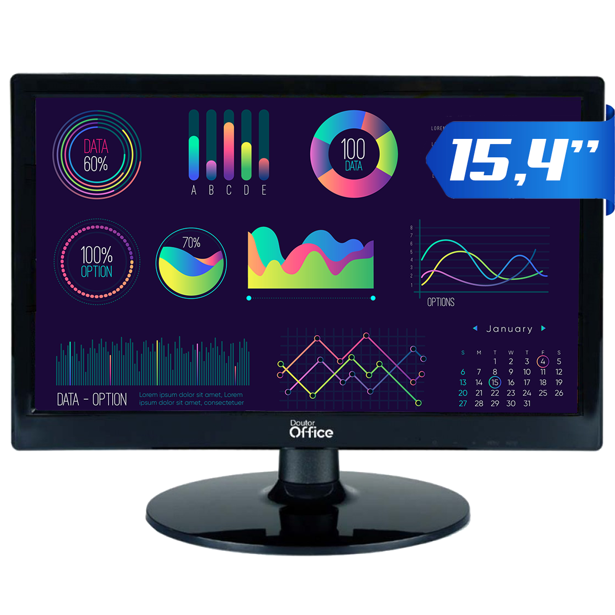 Monitor Dr. Office, 15.4 Pol, HD, 75Hz, HDMI/VGA, MDR-0501-15