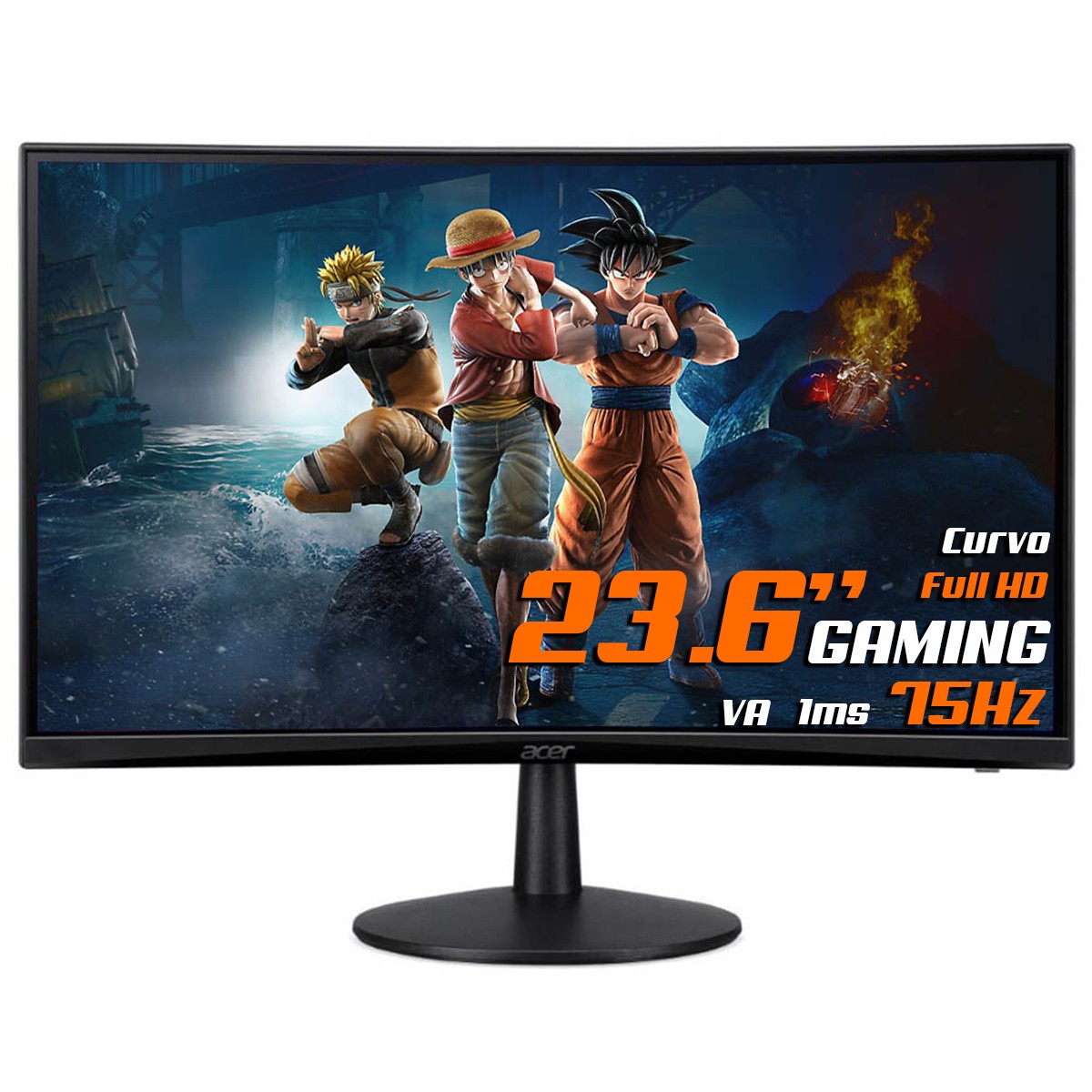 Monitor Gamer Acer Nitro, 23.6 Pol, Full HD, Curvo, VA, 75Hz, 1ms, FreeSync, HDMI/VGA, ED240Q