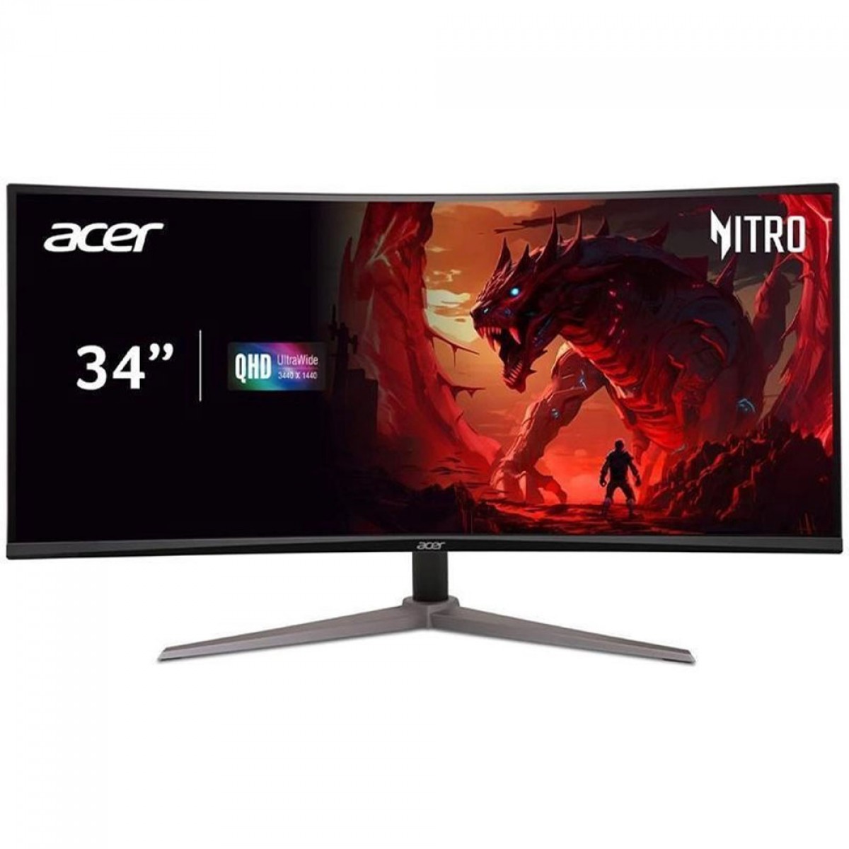 Monitor Gamer Acer Nitro ED340CU, 34 Pol, Curvo, Quad HD, 1ms, 100Hz, VA, 99% sRGB, HDMI/DP, UM.CE0AA.H01