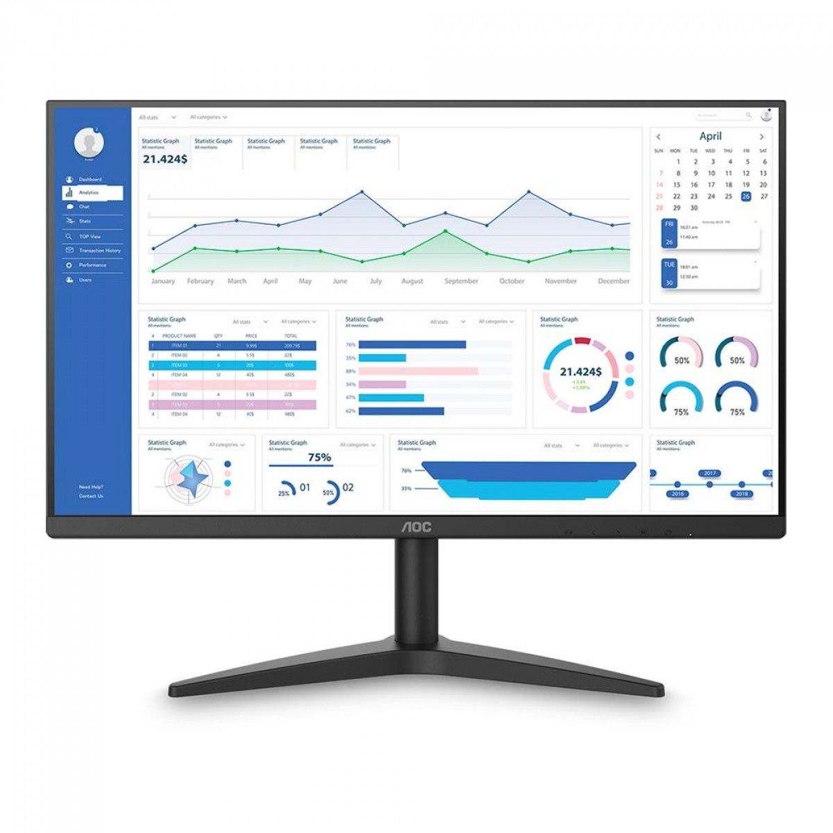 Monitor Gamer AOC, 27 Pol, Full HD, 75Hz, HDMI/VGA, 27B1HM