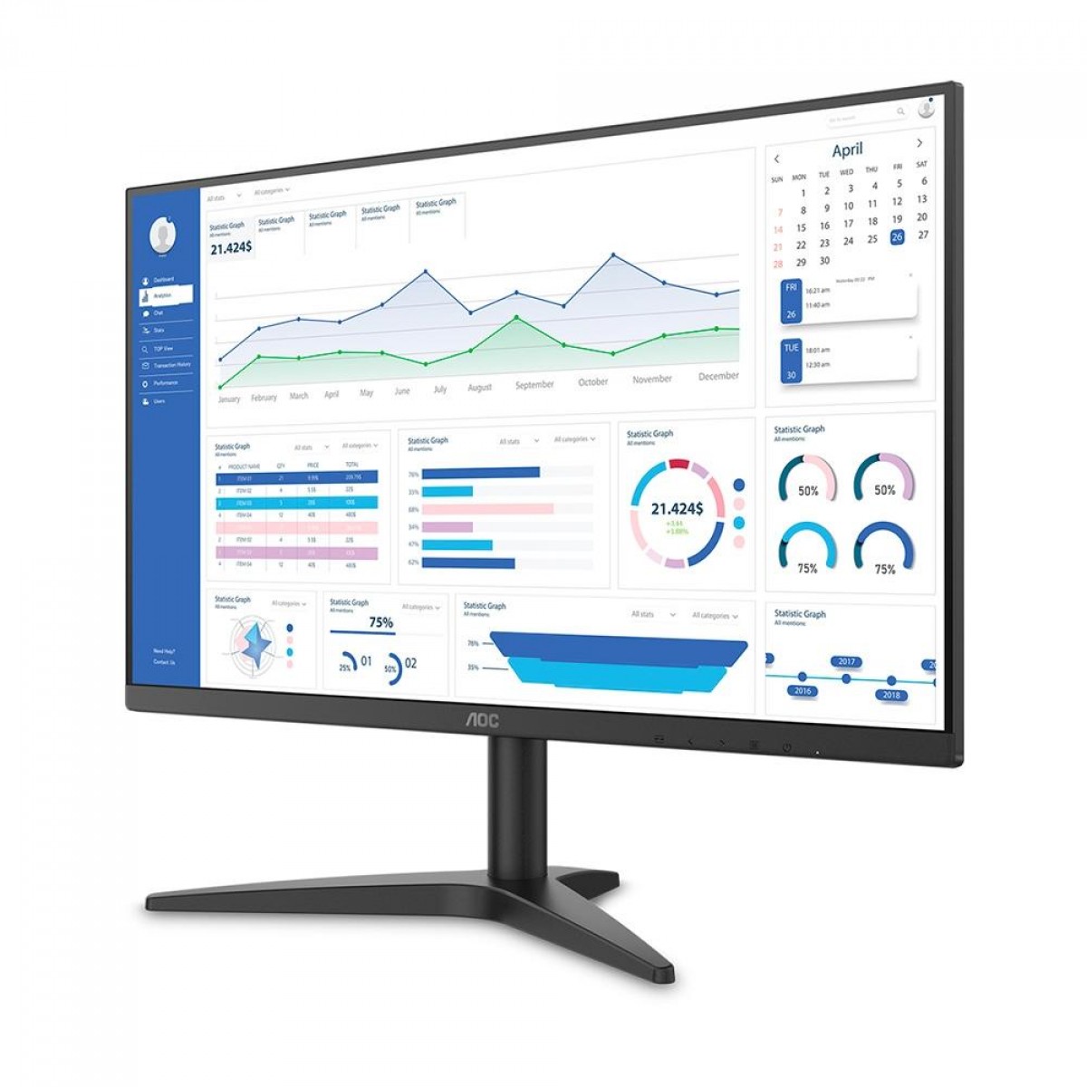 Monitor Gamer AOC, 27 Pol, Full HD, 75Hz, HDMI/VGA, 27B1HM
