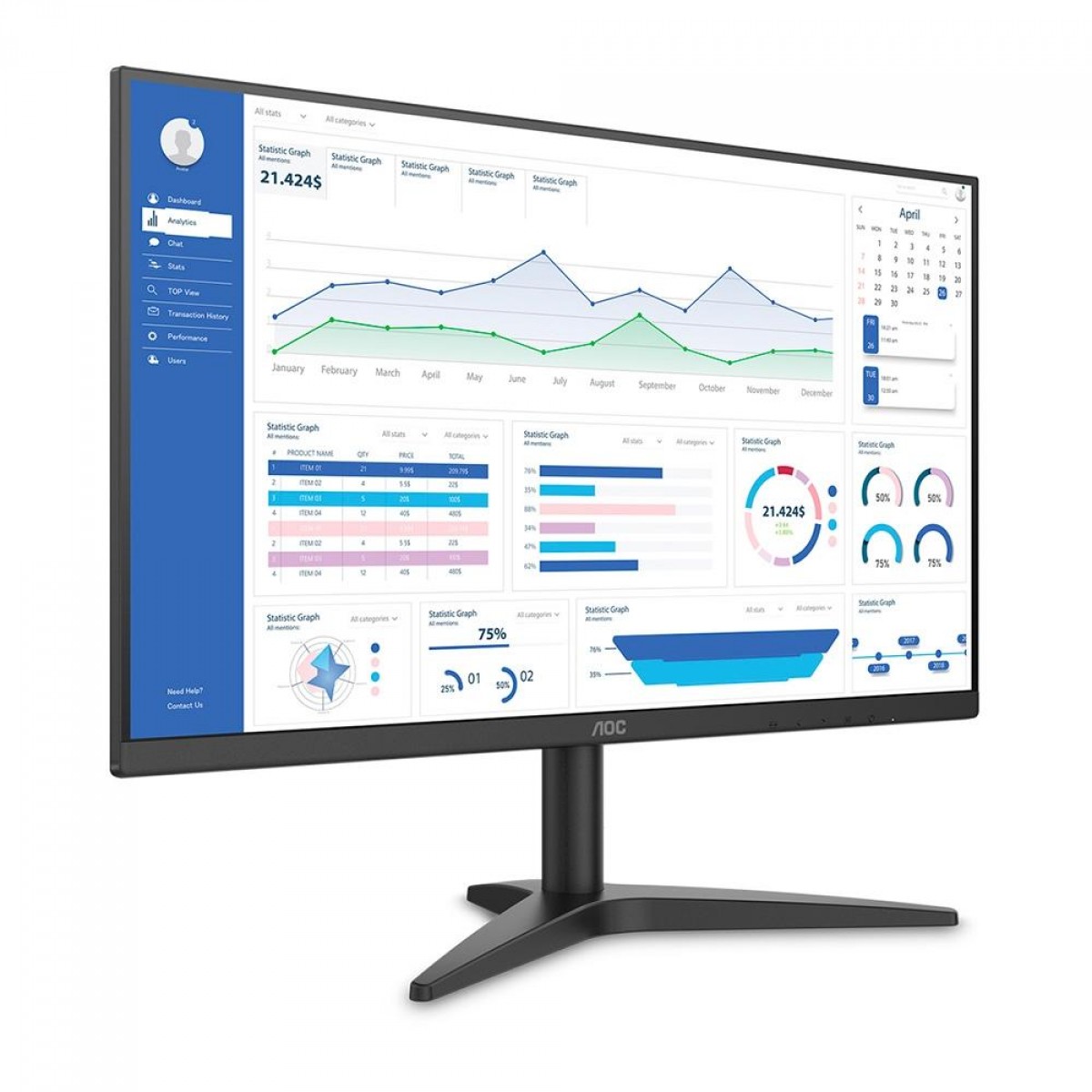 Monitor Gamer AOC, 27 Pol, Full HD, 75Hz, HDMI/VGA, 27B1HM