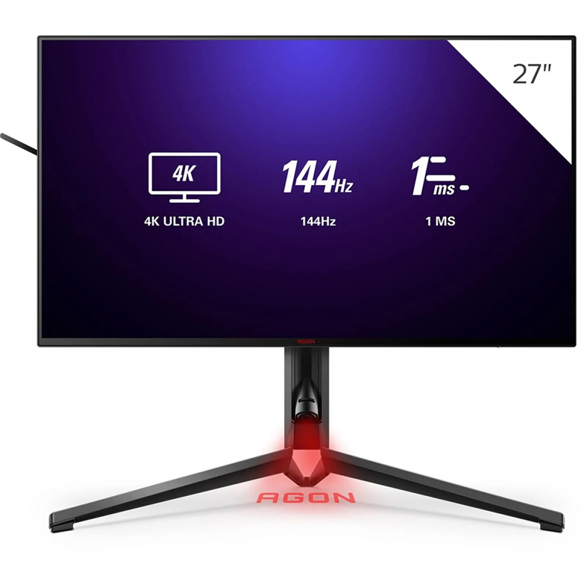 Monitor Gamer AOC Agon 4 Pro, 27 Pol, 4K UHD, IPS, 144Hz, 1ms, HDR600, 133% sRGB, G-Sync, HDMI/DP, AG274UXP