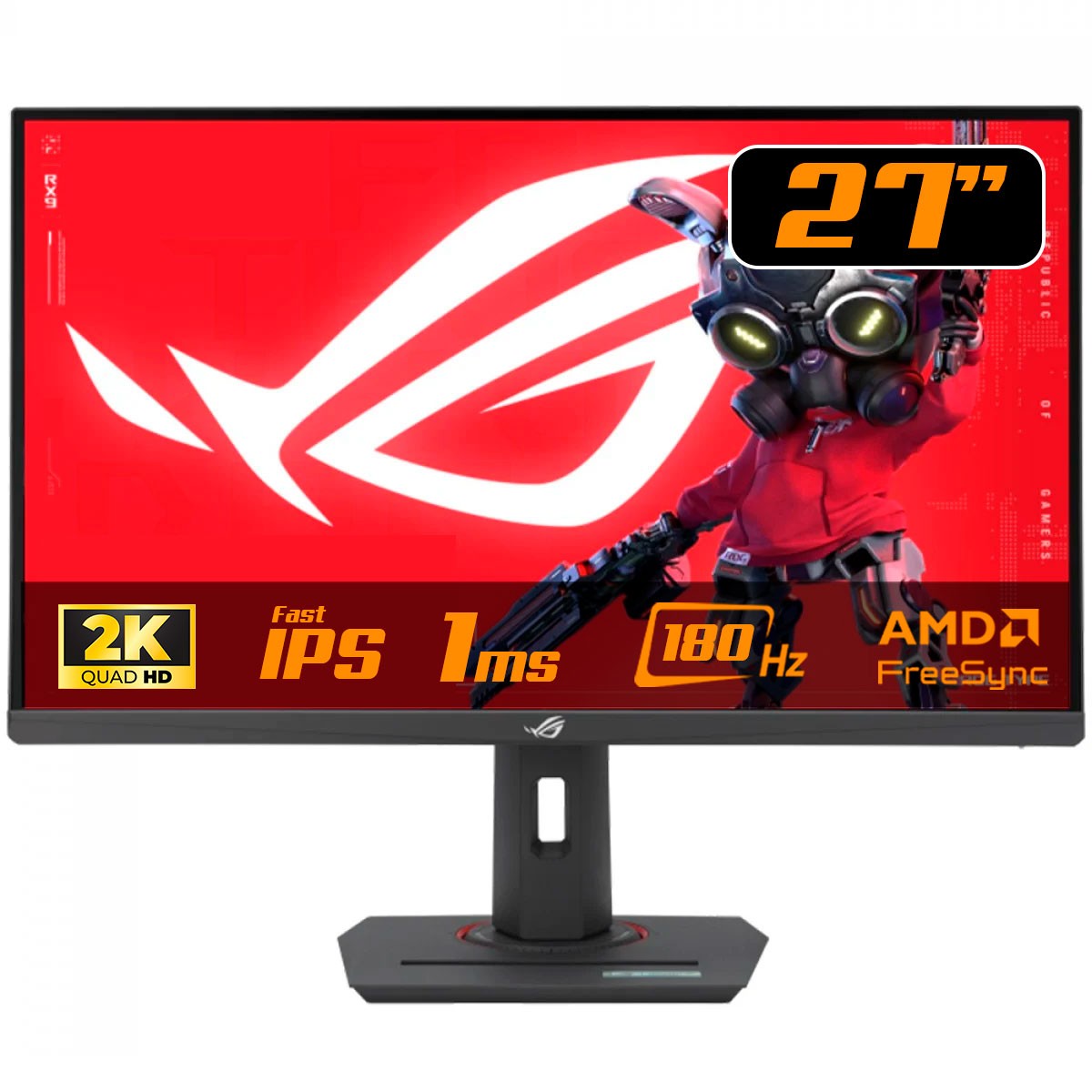 Monitor Gamer Asus ROG Strix XG27ACS, 27 Pol, WQHD, Fast IPS, 180Hz, 1ms, 133% sRGB, G-Sync Comp, FreeSync, HDMI/DP/USB-C, 90LM09Q0-B011X1