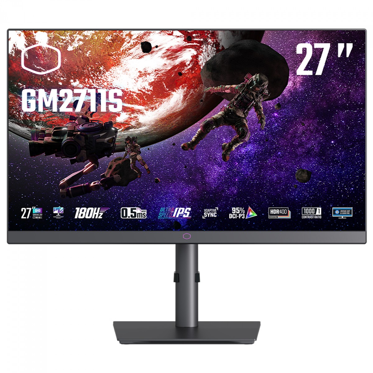 Monitor Gamer Cooler Master GM2711S, 27 Pol, IPS, QHD, 0.5ms, 180Hz, HDR400, Adaptive Sync, HDMI/DP, CMI-GM2711S-BR - Open Box