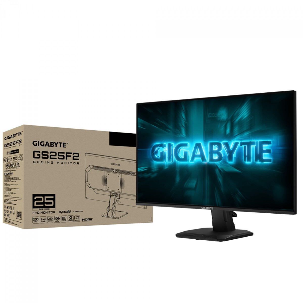 Monitor Gamer Gigabyte GS25F2A, 24.5 Pol, Full HD, IPS, 240Hz, 1ms, 120% sRGB, HDR10, FreeSync, HDMI/DP, 20VM0-GS25F2ABM-1SAS