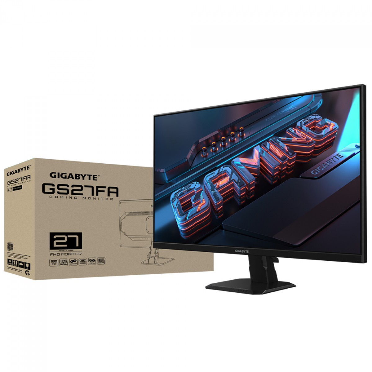 Monitor Gamer Gigabyte GS27FA, 27 Pol, Full HD, IPS, 180Hz, 1ms, 100% sRGB, FreeSync, HDMI/DP, 20VM0-GS27FABT-2SAR