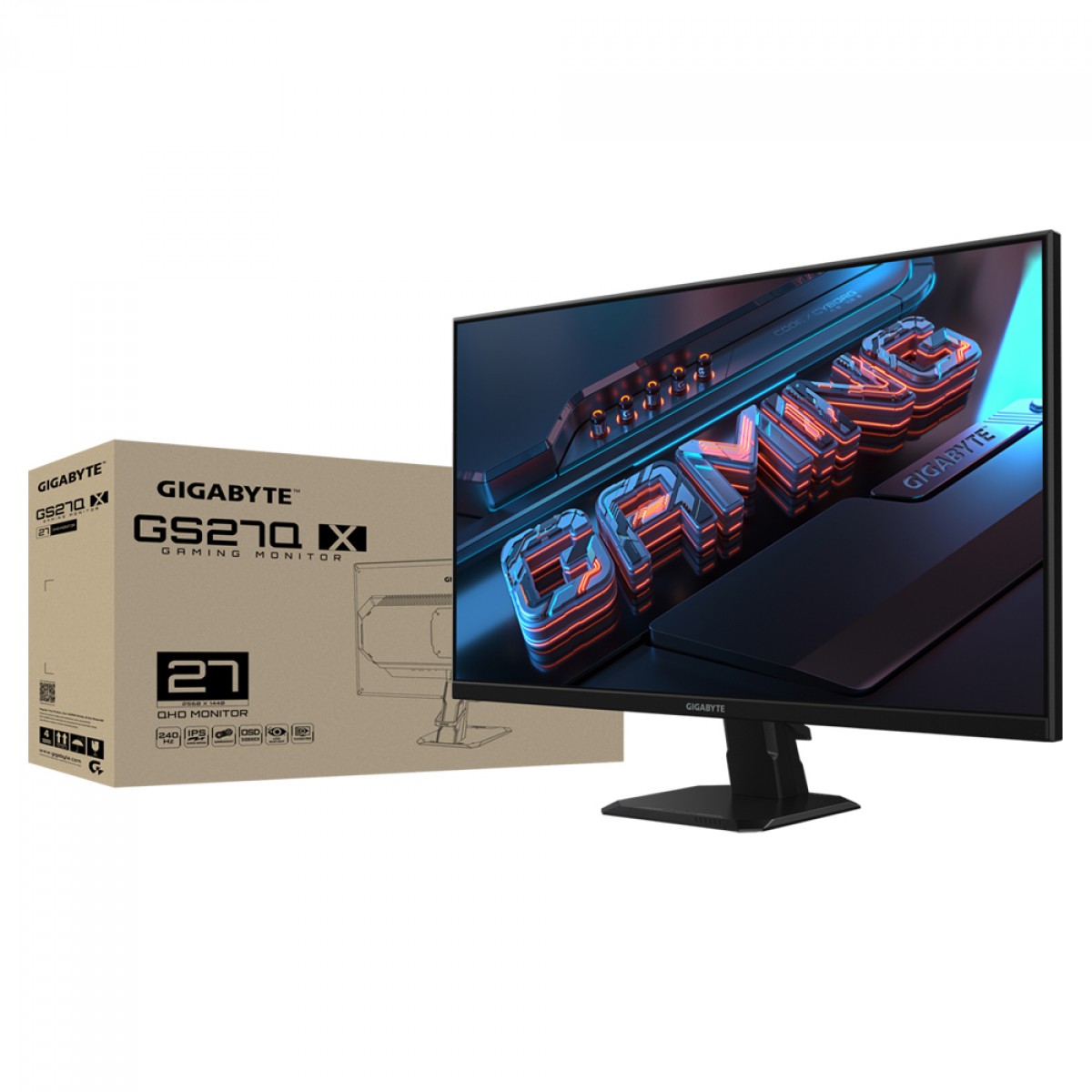 Monitor Gamer Gigabyte GS27Q X, 27 Pol, Quad HD, IPS, 240Hz, 1ms, 110% sRGB, FreeSync, HDMI/DP, 20VM0-GS27QXBI-2SAR