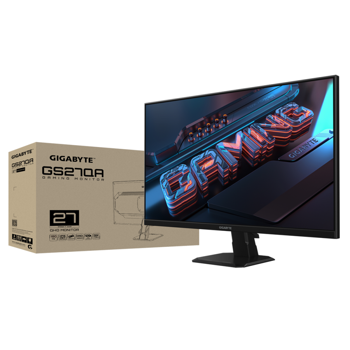 Monitor Gamer Gigabyte GS27QA, 27 Pol, Quad HD, 180Hz, 1Ms, FreeSync, HDR, HDMI/DP, 20VM0-GS27QABI-1SAR