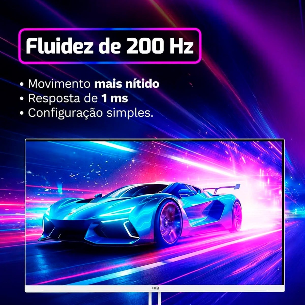 Monitor Gamer HQ, 27 Pol Curvo, Full HD, 200Hz, 1Ms, HDR, FreeSync, Frameless, HDMI/DP, Branco, HQW27C200