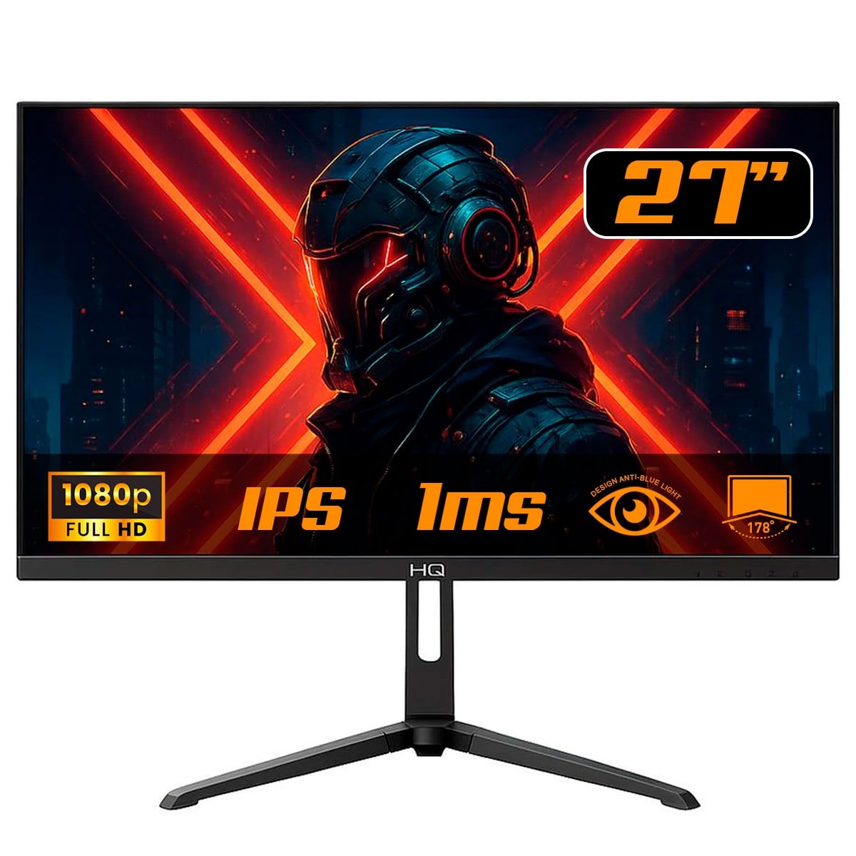 Monitor Gamer HQ, 27 Pol, Full HD, 100Hz, IPS, 1Ms, HDR, FreeSync, HDMI/DP, Preto, HQ27IP10