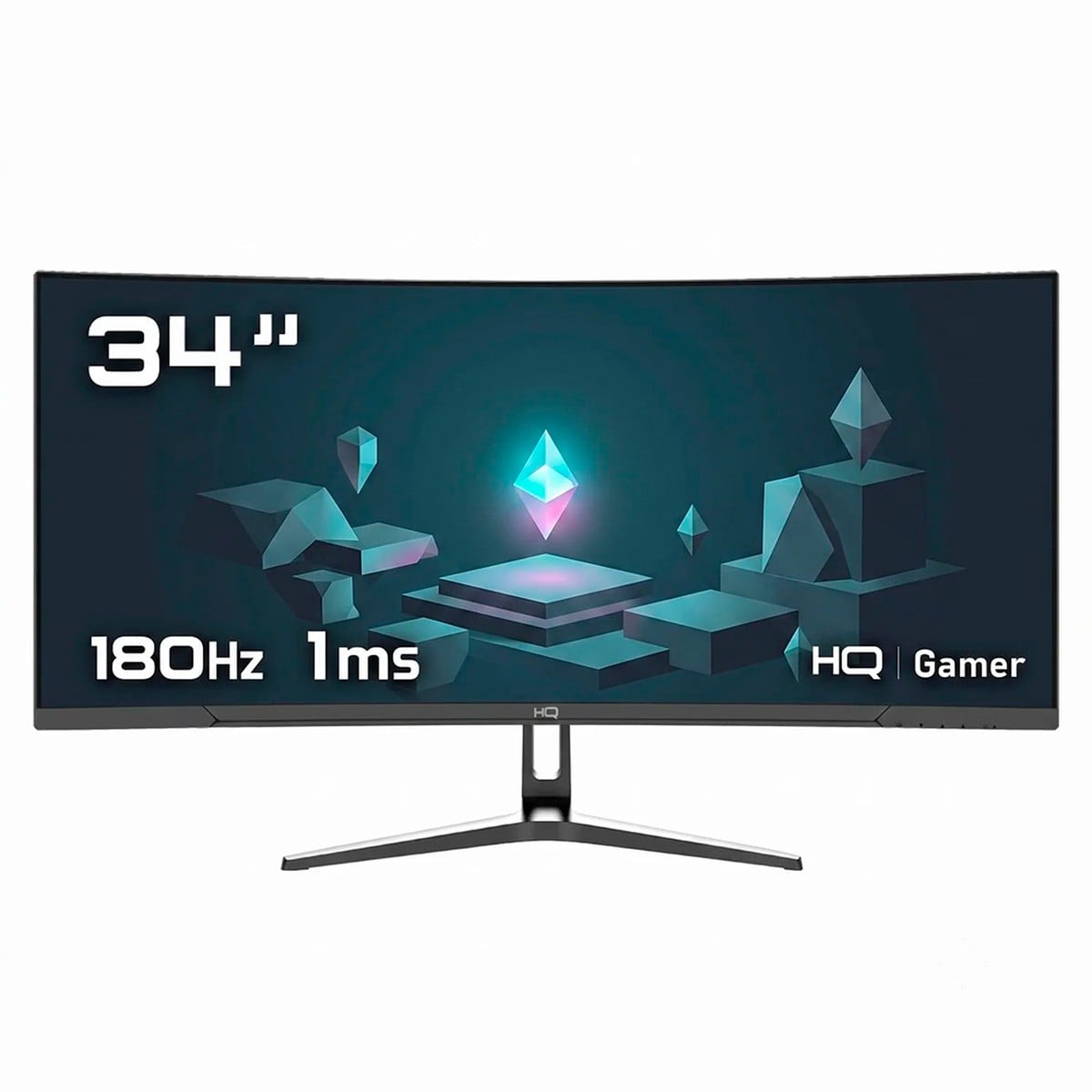 Monitor Gamer HQ, 34 Pol, Curvo, Ultrawide, QHD, 3440x1440, IPS, 180Hz, 1Ms, HDR, FreeSync, HDMI/DP, Preto, HQ34C180