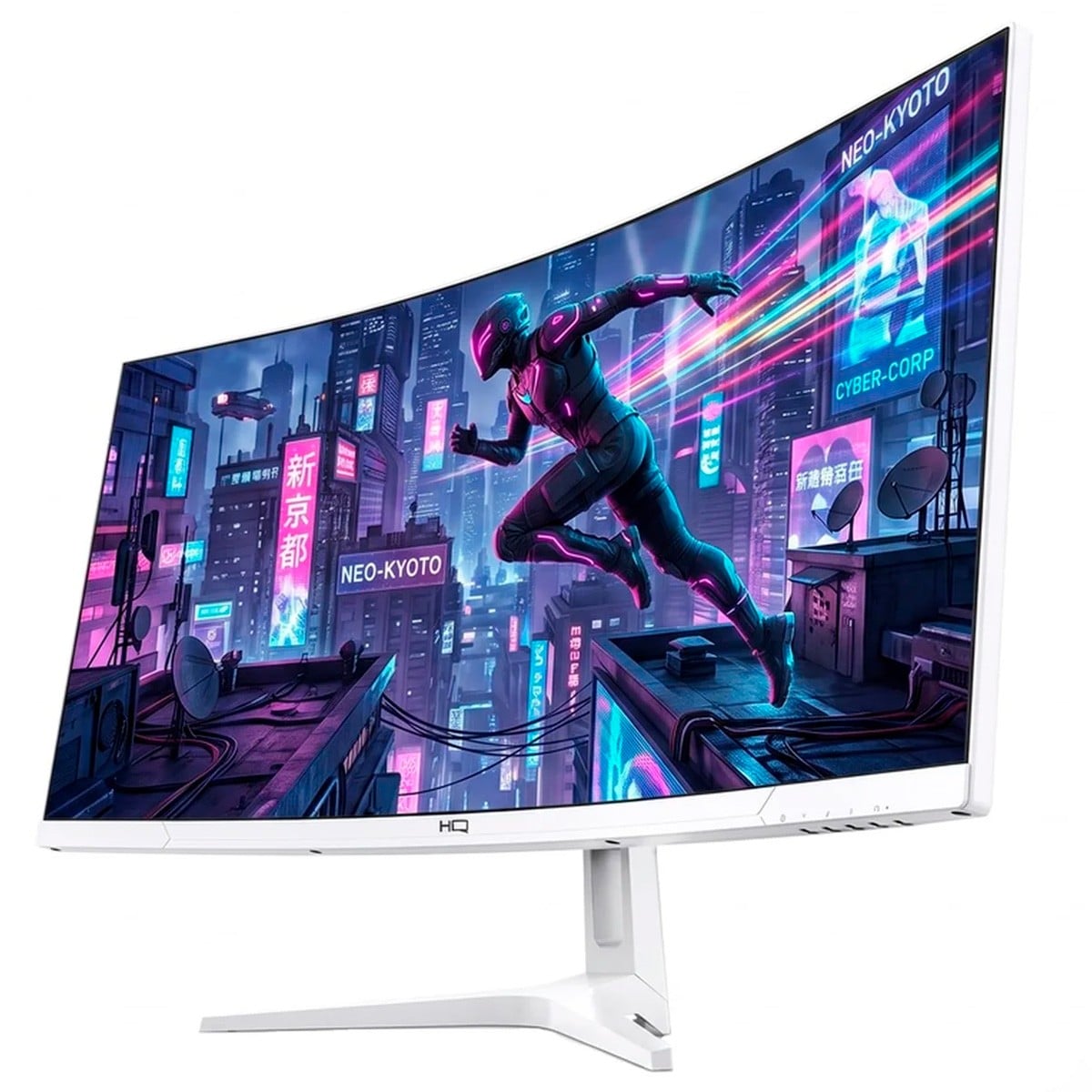 Monitor Gamer HQ, 34 Pol, Curvo, Ultrawide, QHD, 3440x1440, VA, 180Hz, 1Ms, HDR, FreeSync, HDMI/DP, Branco, HQW34C180