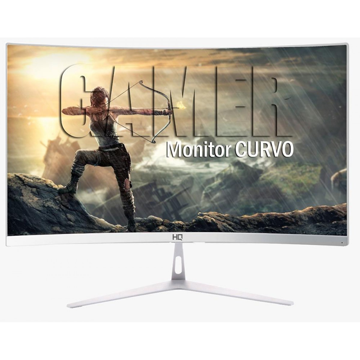 Monitor Gamer HQ Curvo 24 Pol, Full HD, 1ms, Freesync, HDMI, Branco