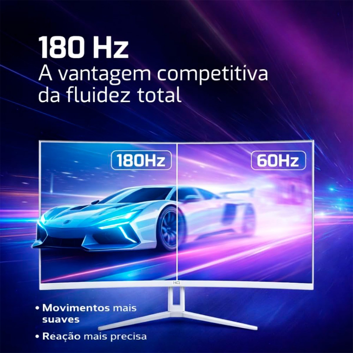 Monitor Gamer HQ Ultra, 32 Pol, Curvo, Quad HD, 2560x1440, IPS, 180Hz, 1Ms, HDR, FreeSync, HDMI/DP, Branco, HQW32C180