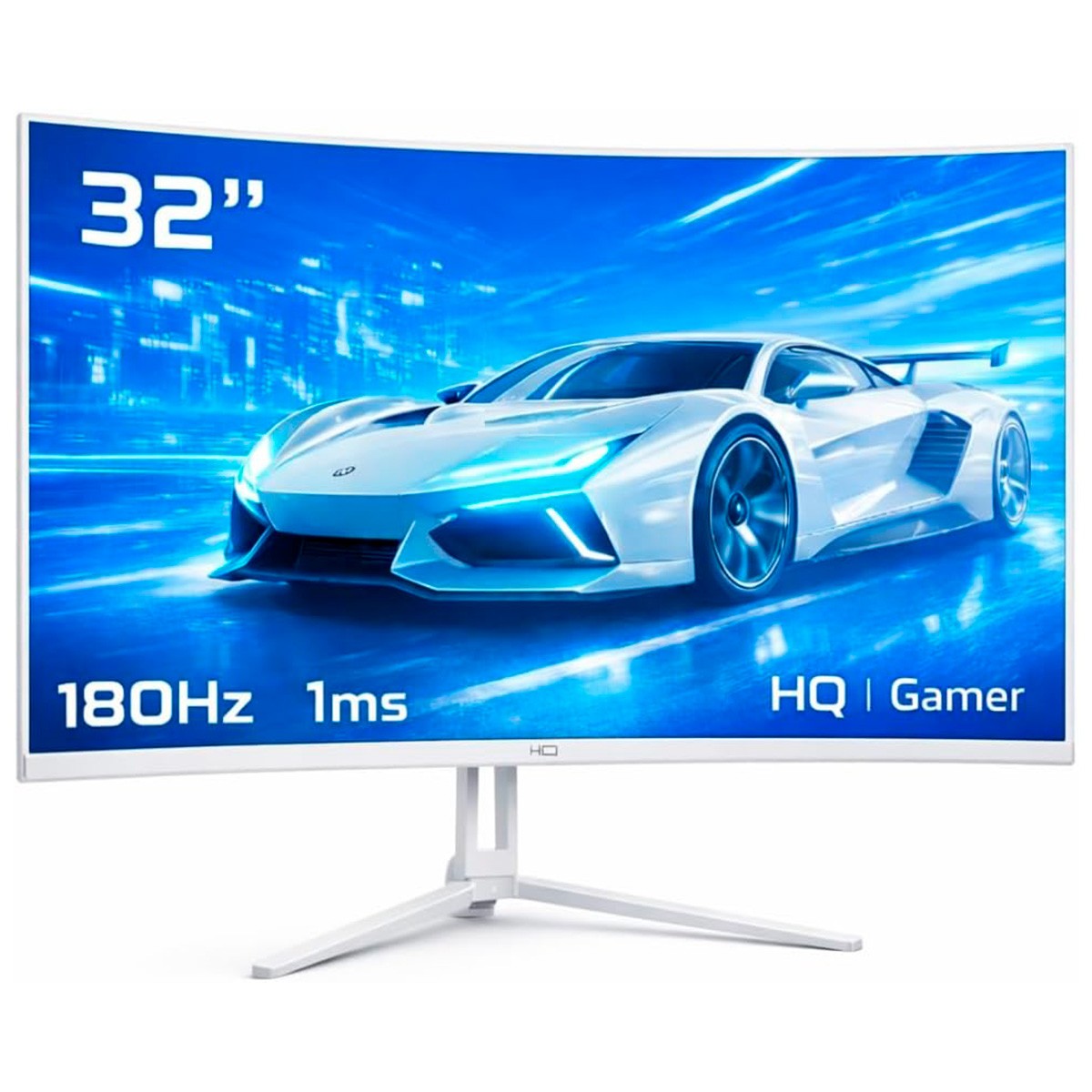 Monitor Gamer HQ Ultra, 32 Pol, Curvo, Quad HD, 2560x1440, IPS, 180Hz, 1Ms, HDR, FreeSync, HDMI/DP, Branco, HQW32C180