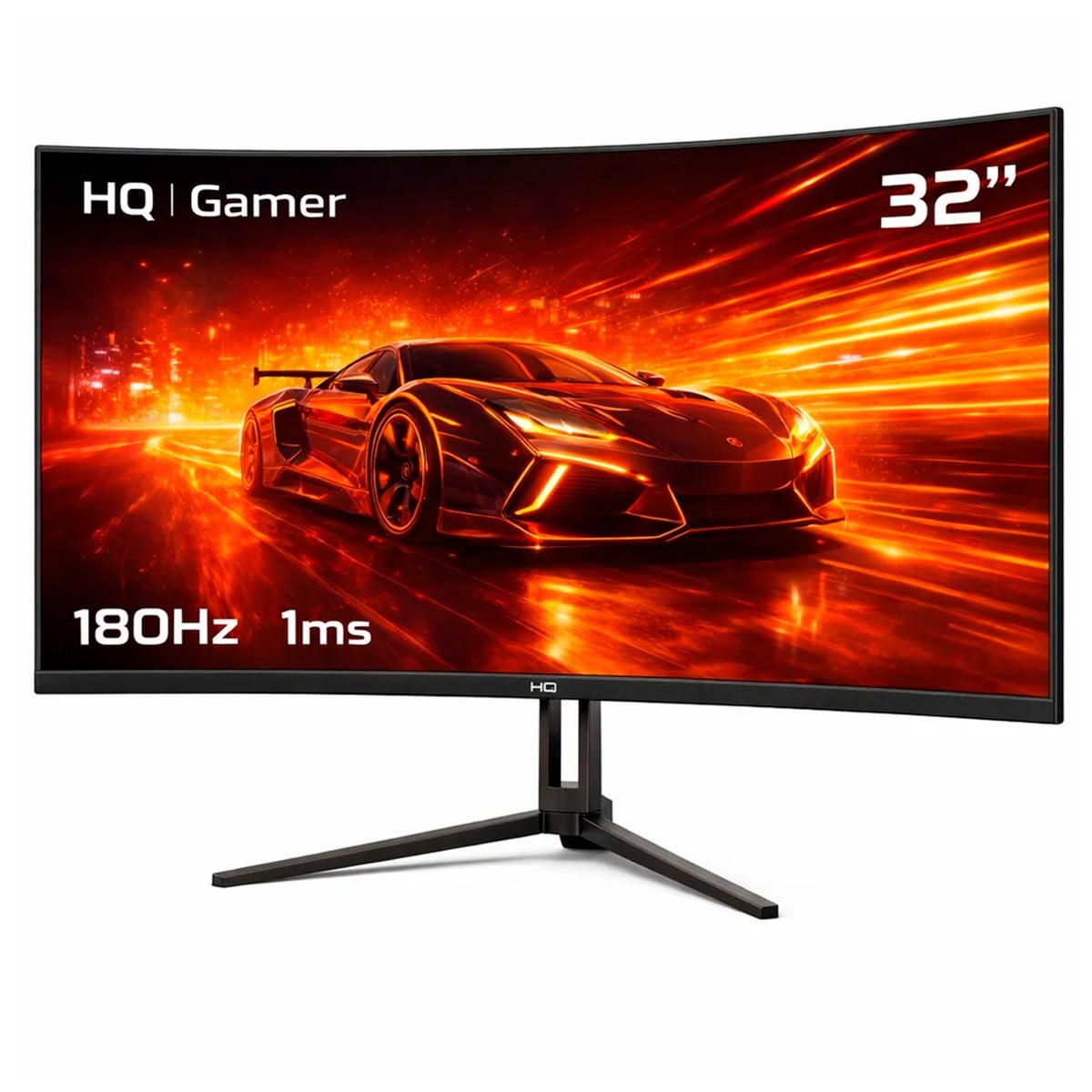 Monitor Gamer HQ Ultra, 32 Pol, Curvo, Quad HD, 2560x1440, IPS, 180Hz, 1Ms, HDR, FreeSync, HDMI/DP, Preto, HQ32C180