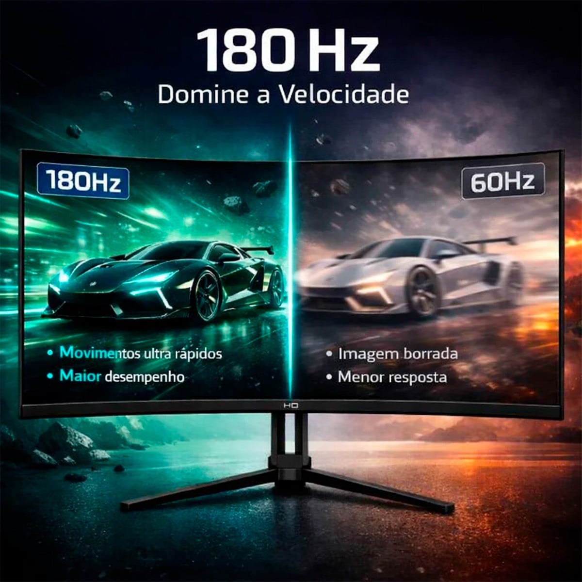 Monitor Gamer HQ Ultra, 32 Pol, Curvo, Quad HD, 2560x1440, VA, 180Hz, 1Ms, HDR, FreeSync, HDMI/DP, Preto, HQ32C180