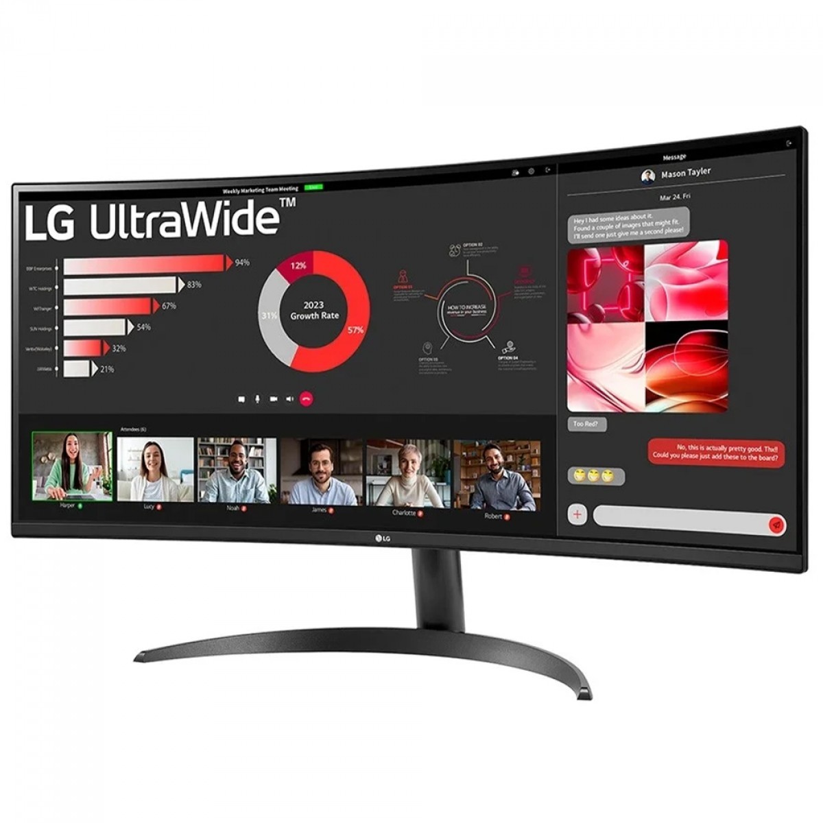 Monitor Gamer LG 34 Pol, Curvo, UltraWide, VA, WQHD, 100Hz, 5Ms, sRGB 99%, HDR10, Preto, 34WR50QK-B.AWZM